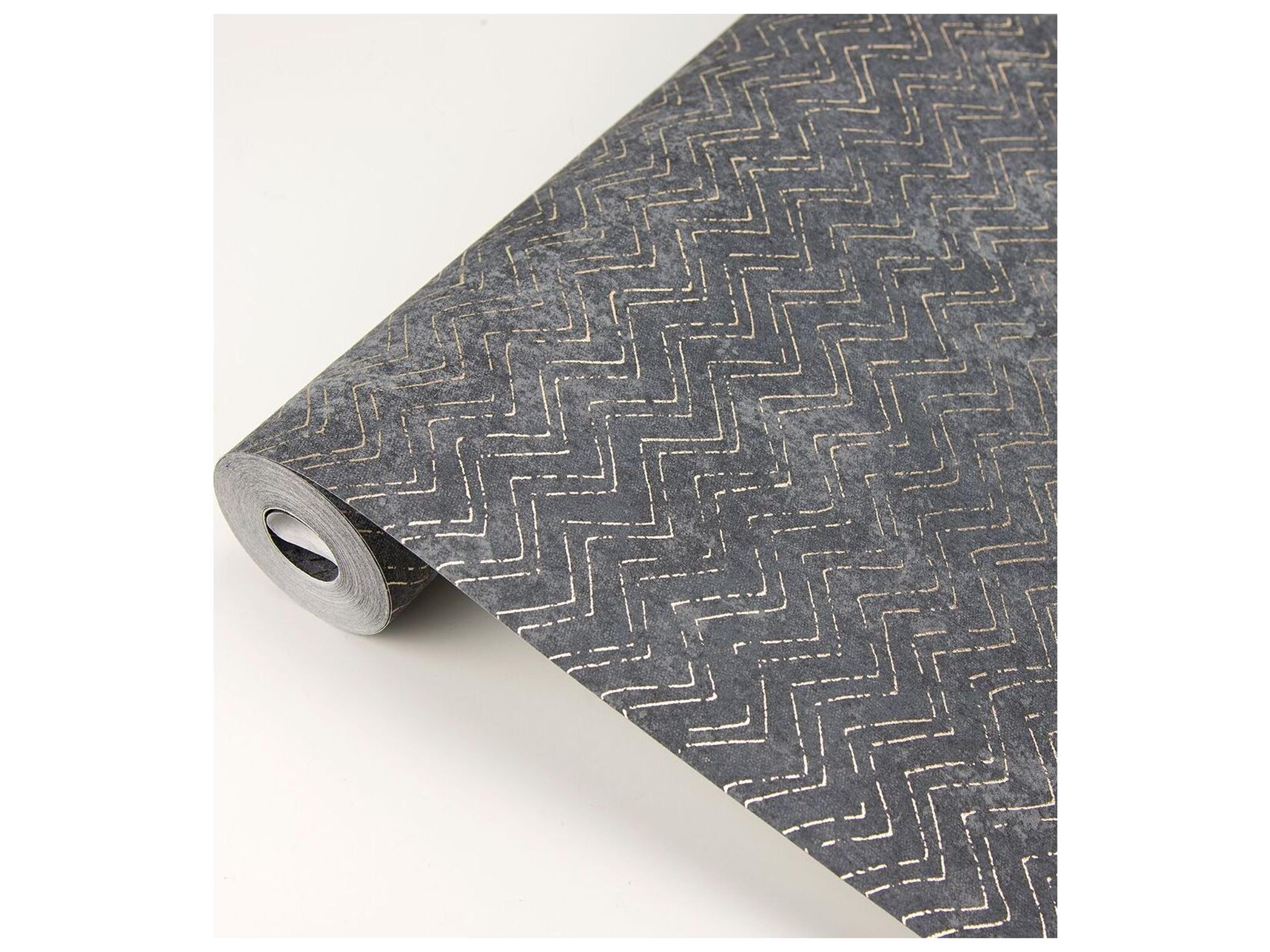 Brewster Home Fashions Polished Luna Charcoal Distressed Chevron Wallpaper