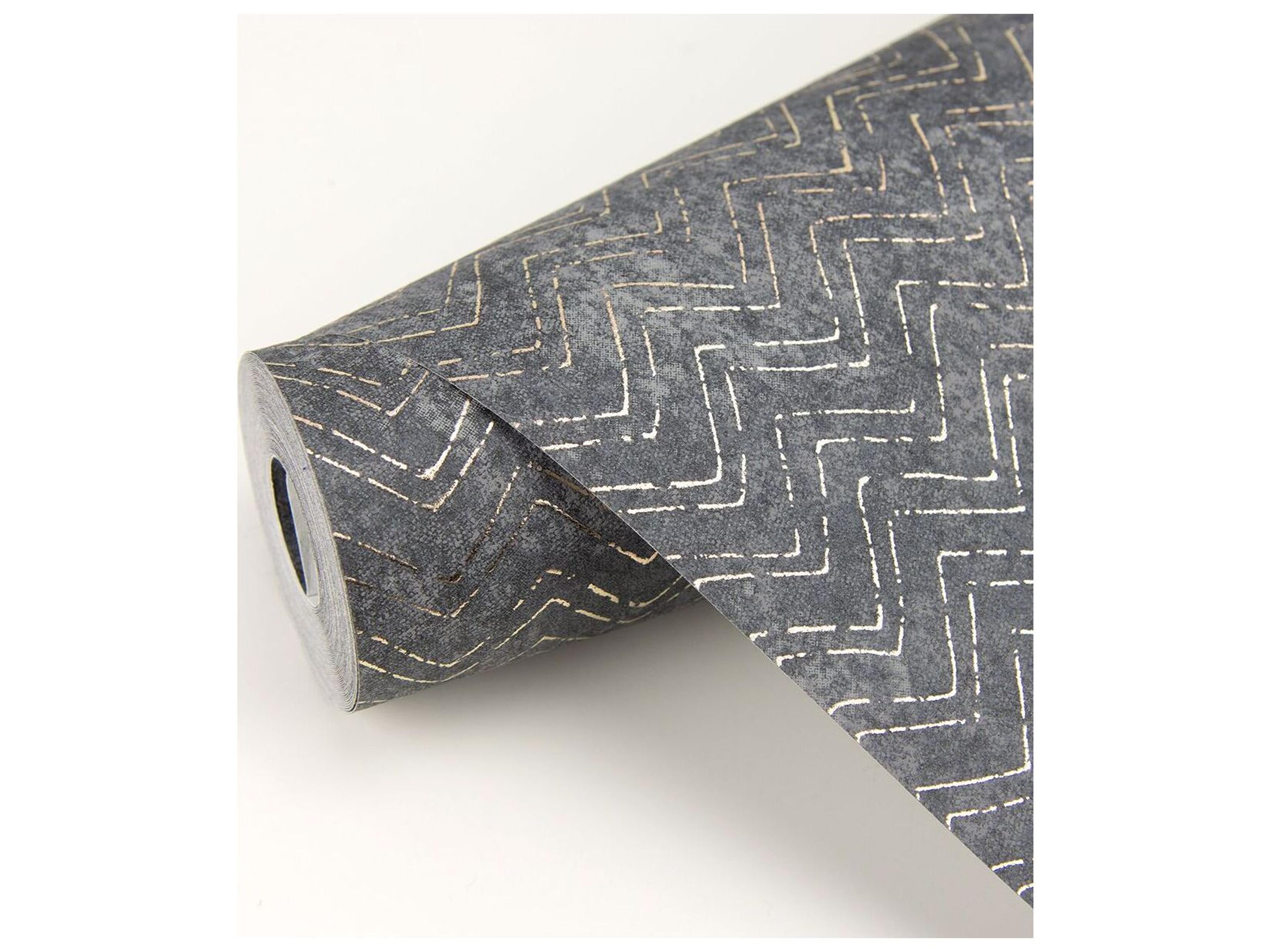 Brewster Home Fashions Polished Luna Charcoal Distressed Chevron Wallpaper