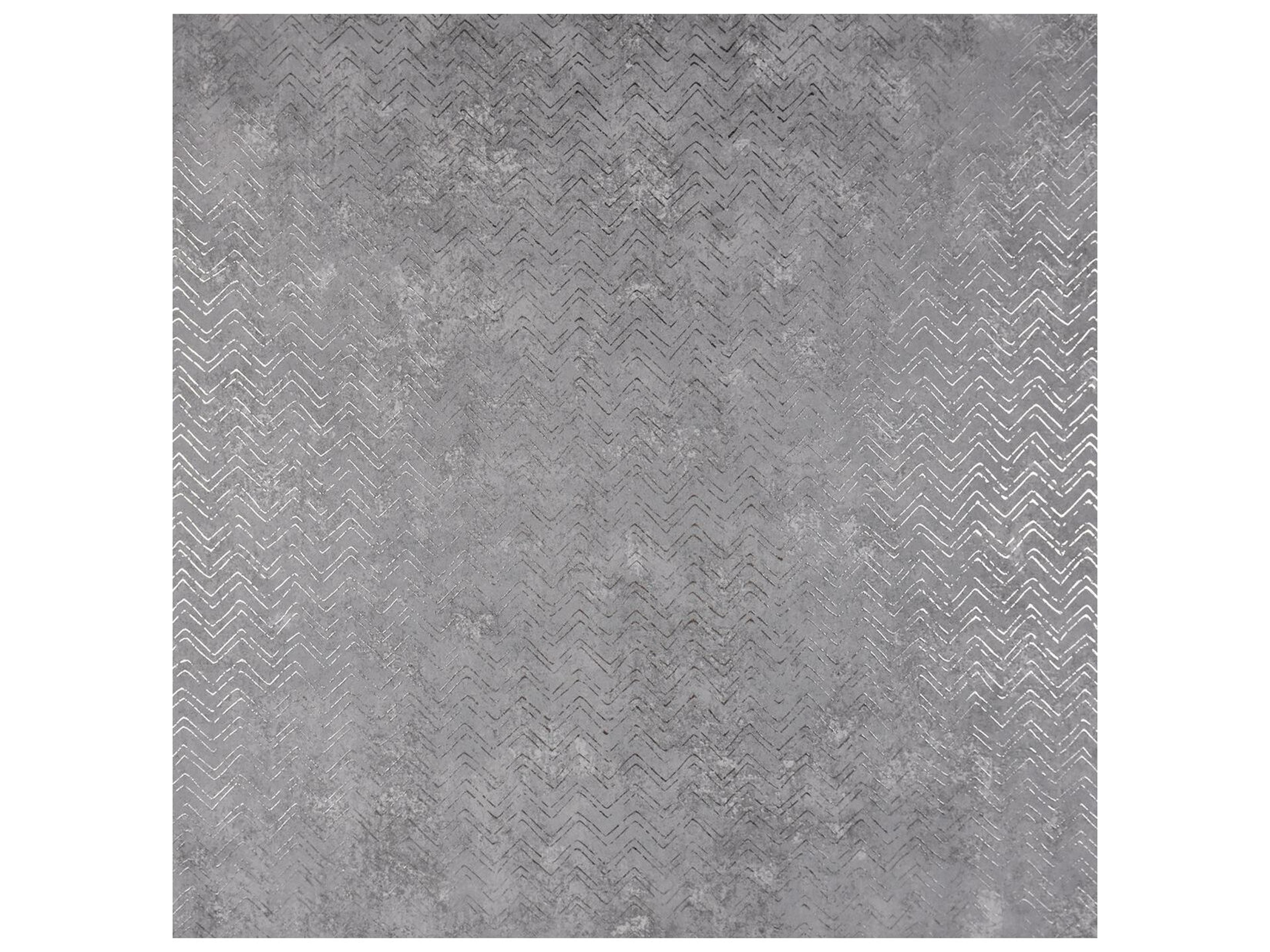 Polished Luna Pewter Distressed Chevron Wallpaper