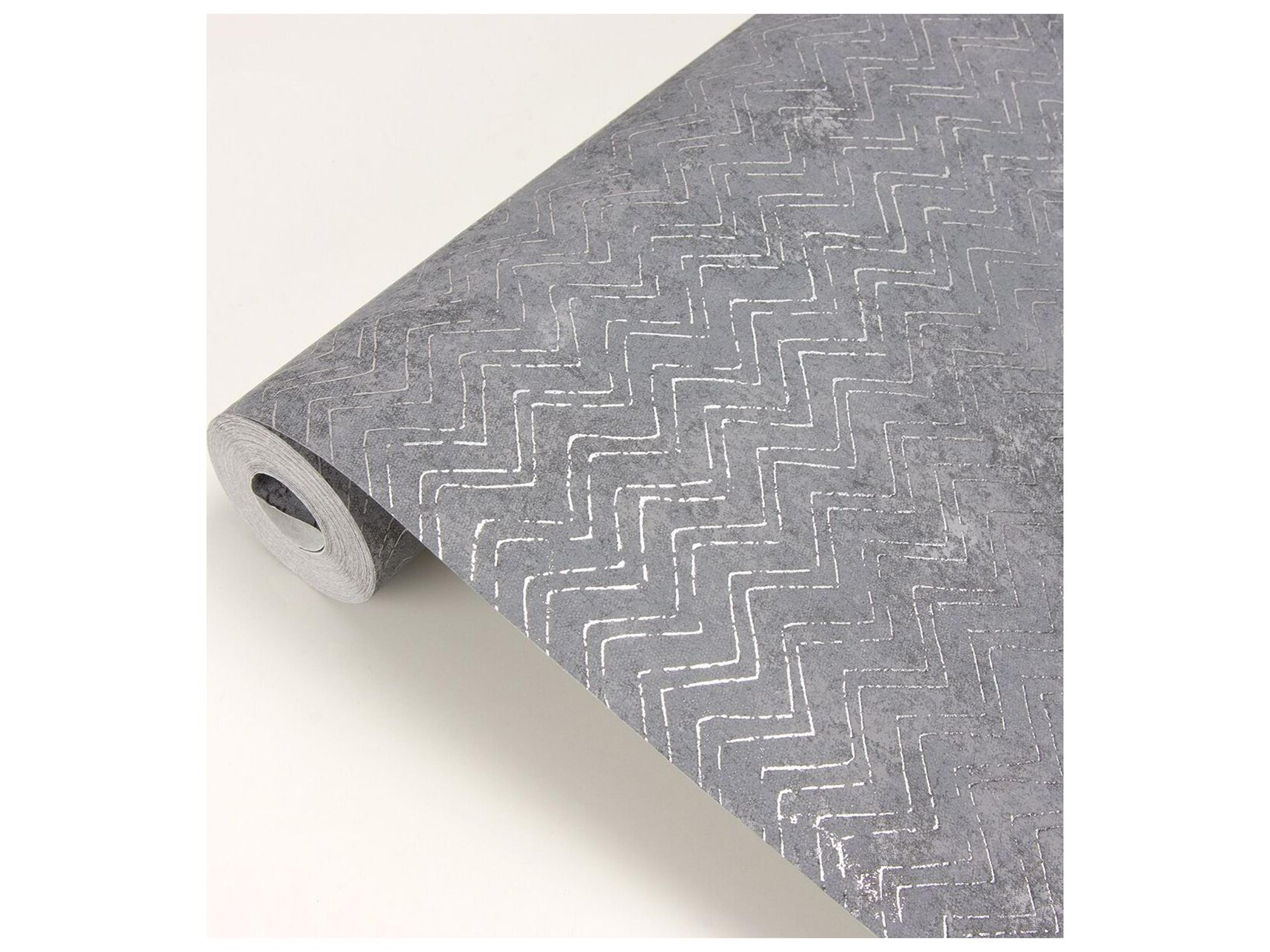 Brewster Home Fashions Polished Luna Pewter Distressed Chevron Wallpaper