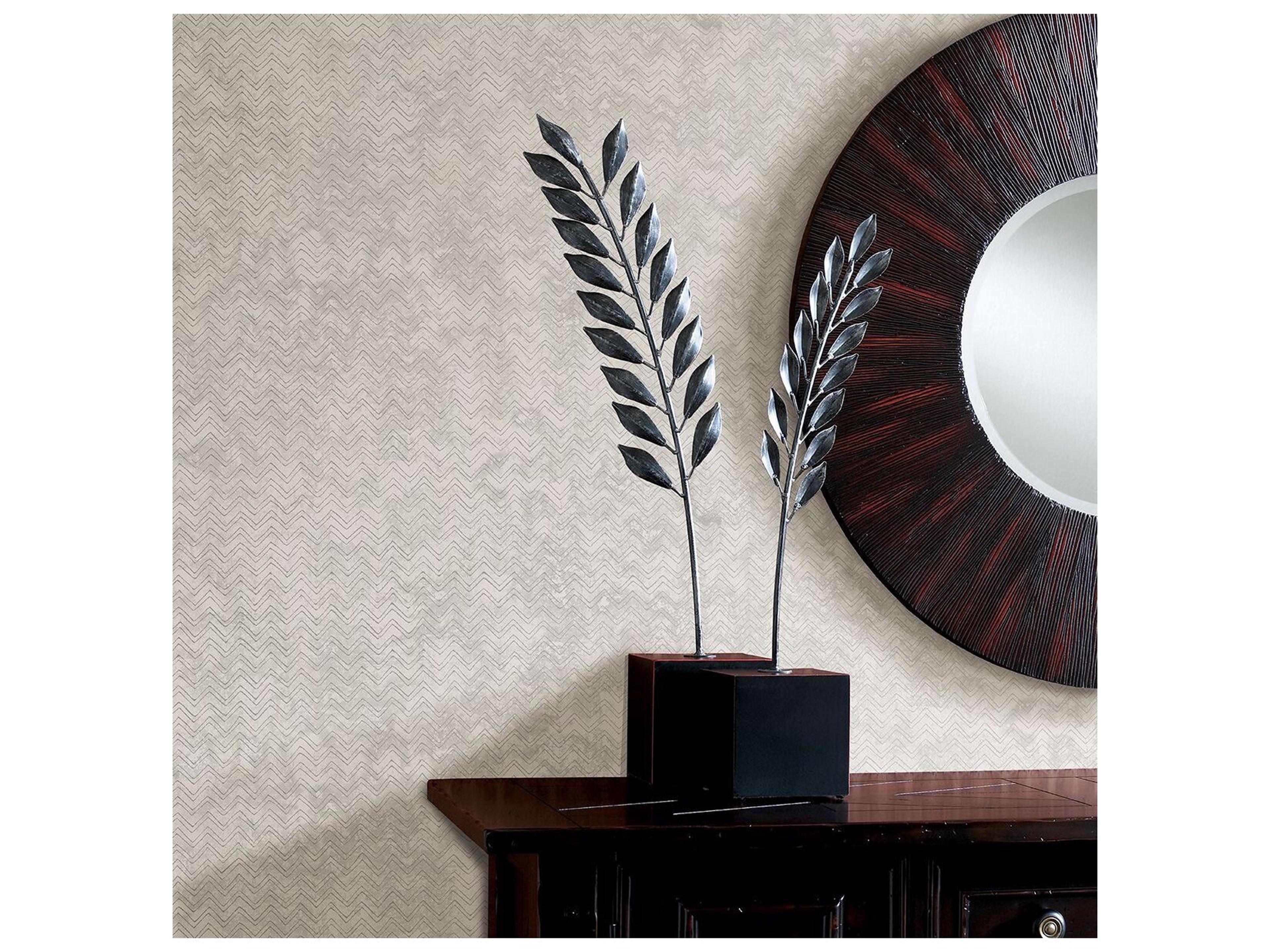 Brewster Home Fashions Polished Luna Platinum Distressed Chevron Wallpaper