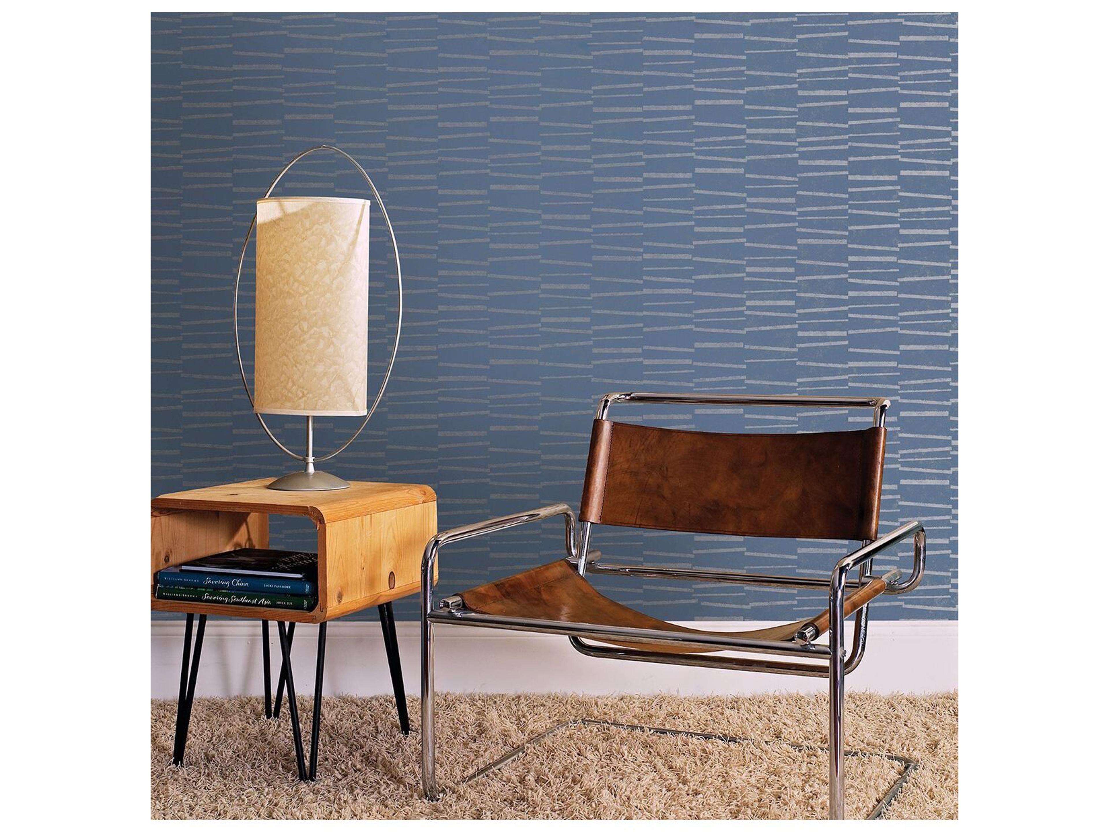 Brewster Home Fashions Polished Luminescence Blue Abstract Stripe Wallpaper