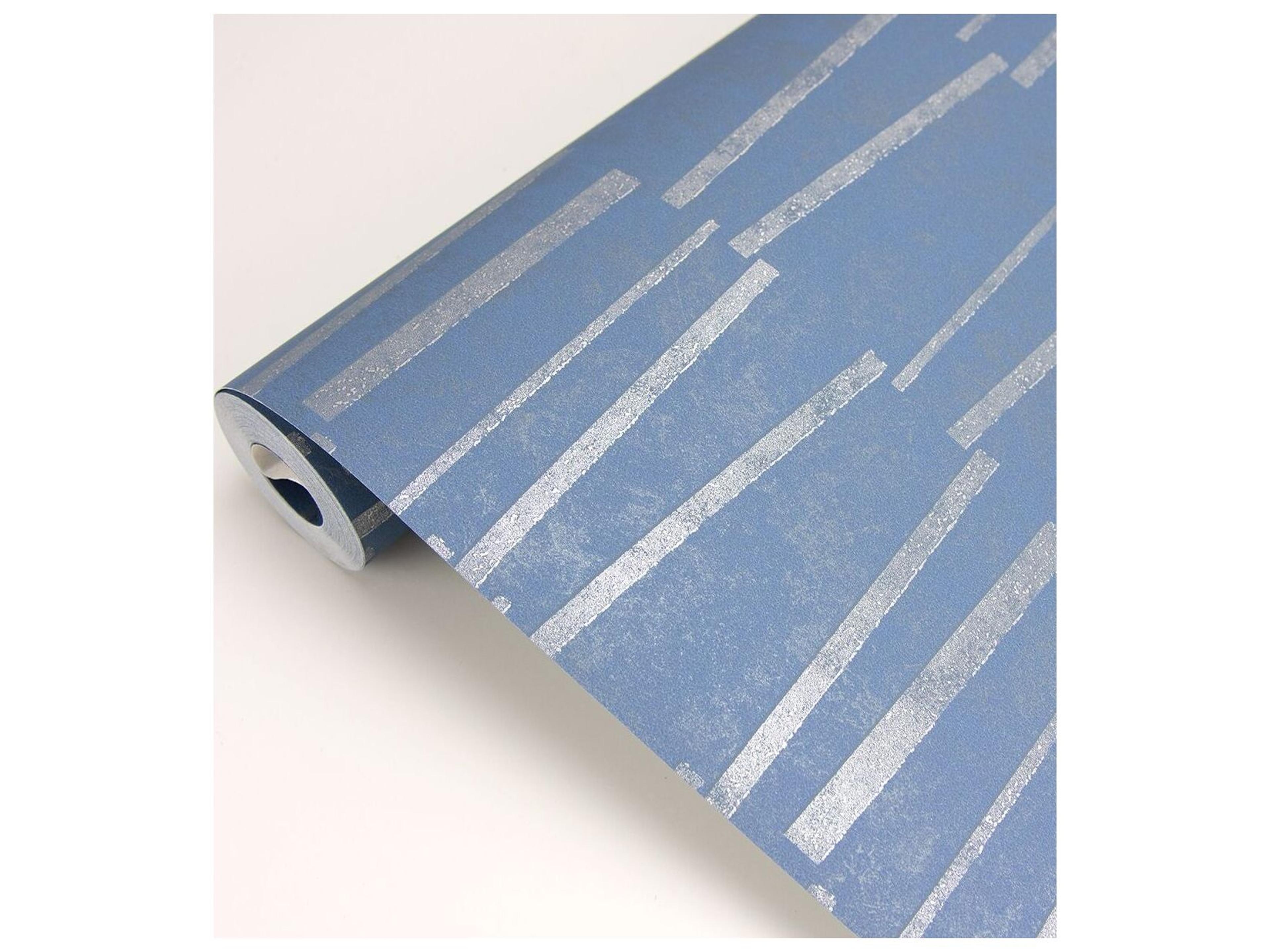Brewster Home Fashions Polished Luminescence Blue Abstract Stripe Wallpaper