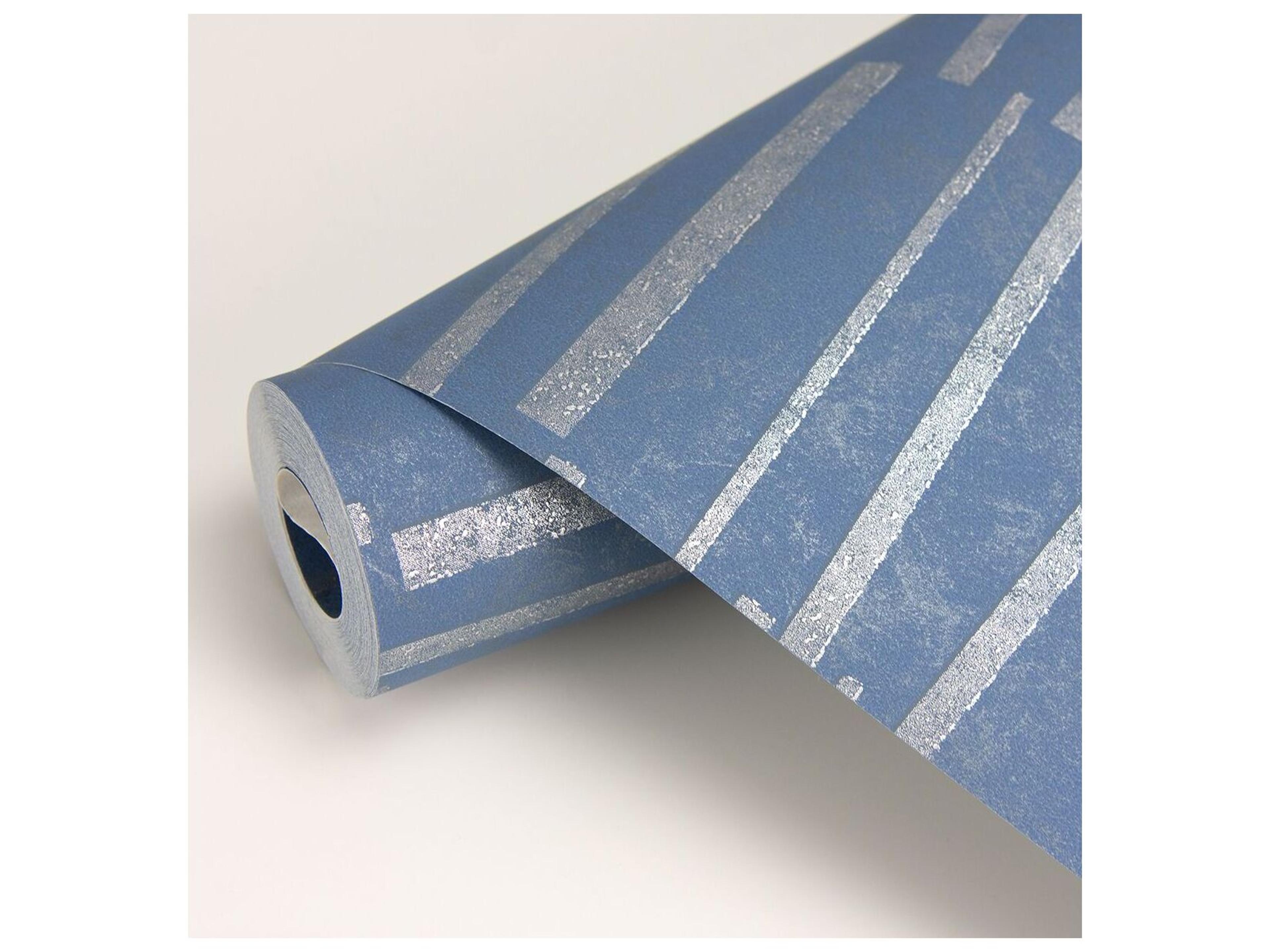 Brewster Home Fashions Polished Luminescence Blue Abstract Stripe Wallpaper