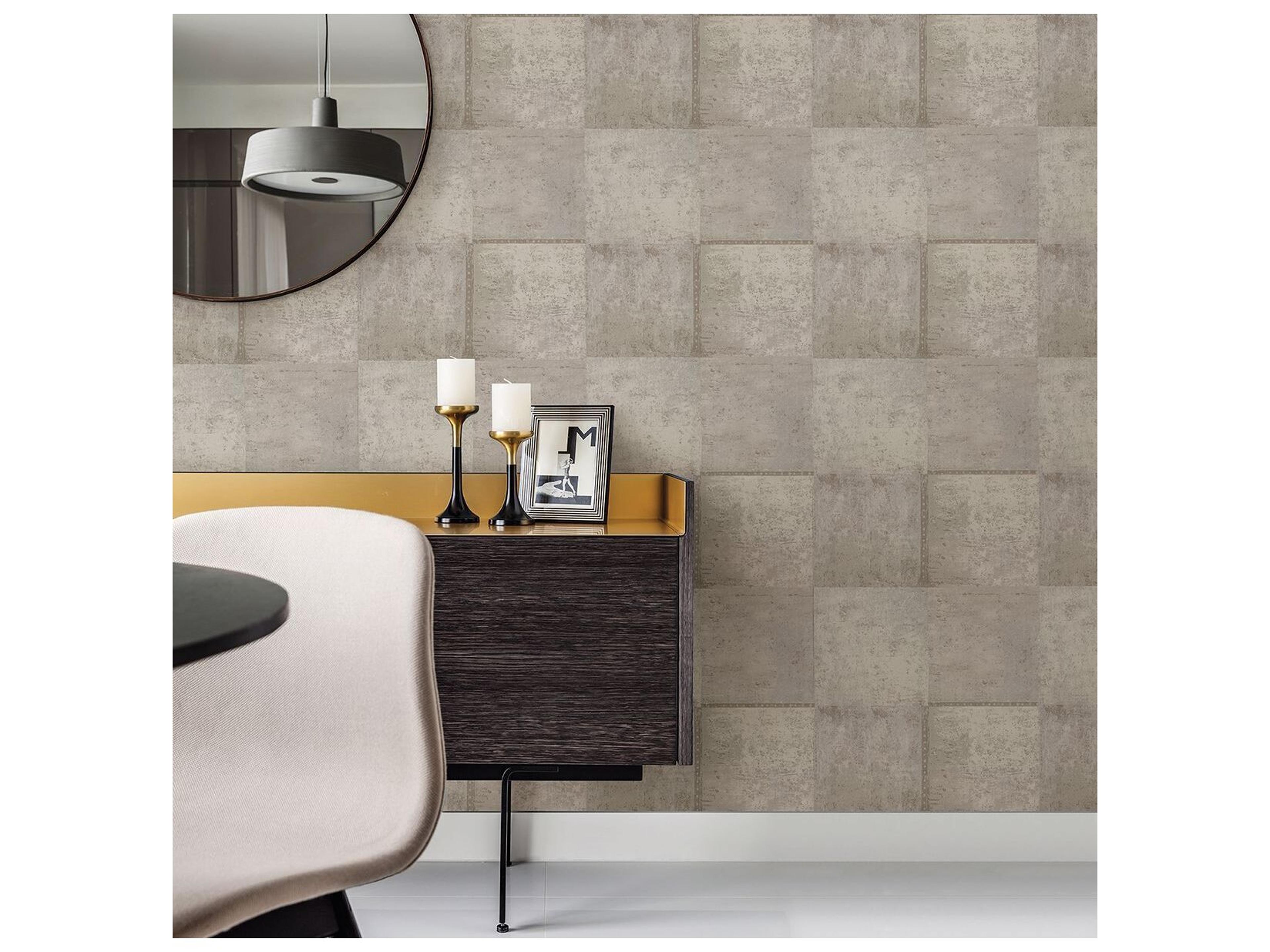 Brewster Home Fashions Polished Vela Taupe Distressed Geometric Wallpaper
