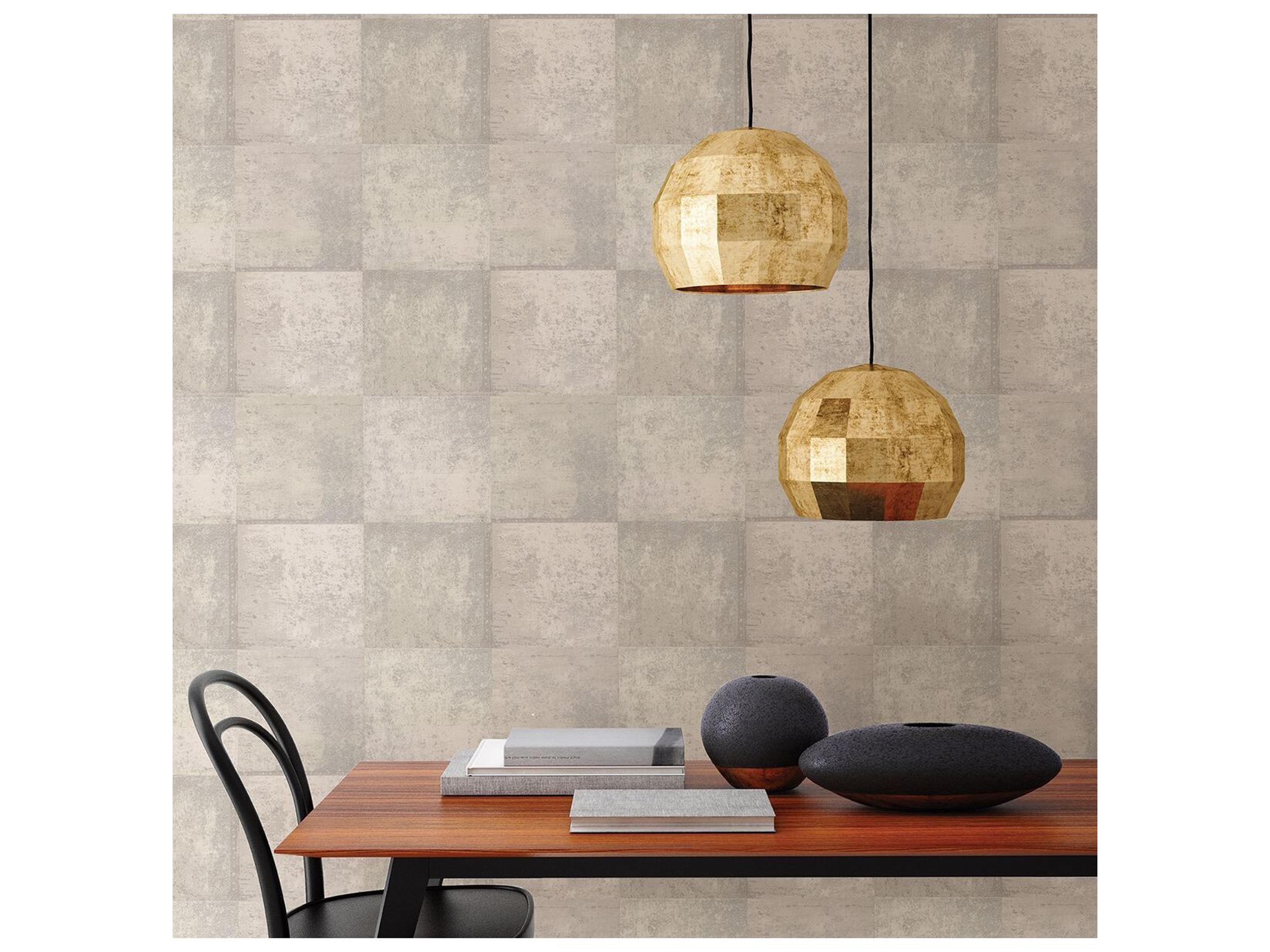 Brewster Home Fashions Polished Vela Ivory Distressed Geometric Wallpaper