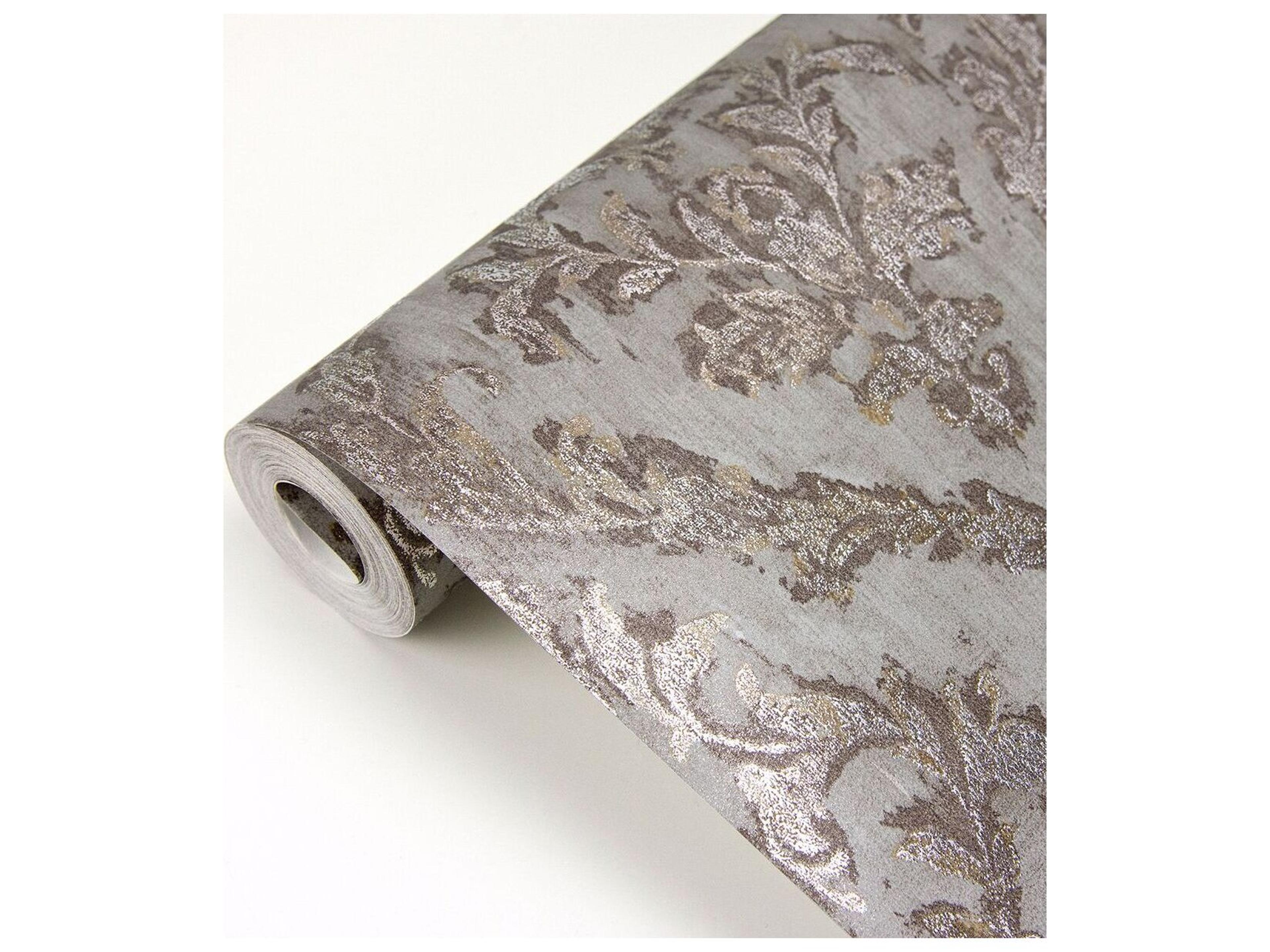 Brewster Home Fashions Polished Lyra Bronze Damask Wallpaper