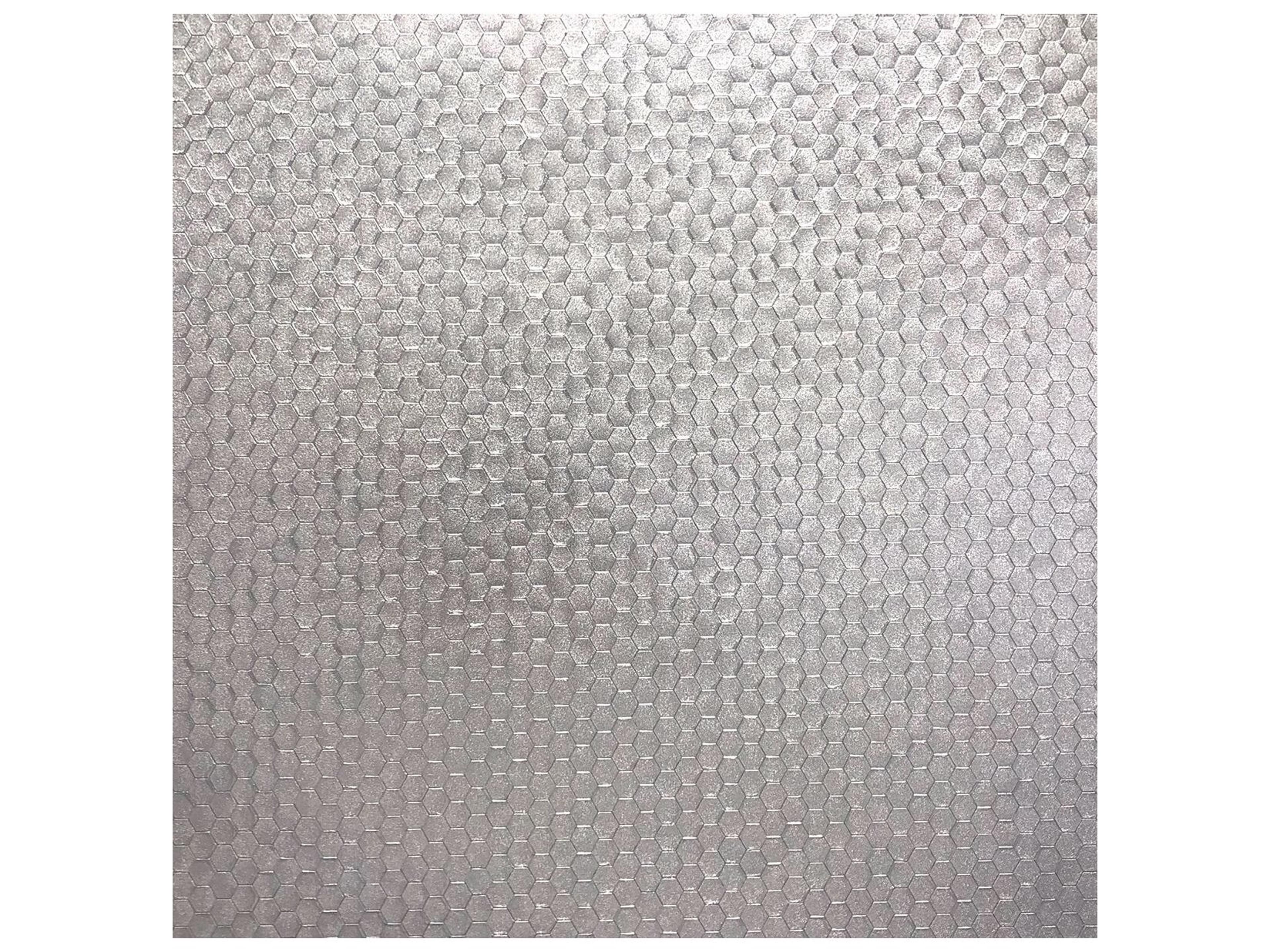 Polished Carbon Silver Honeycomb Geometric Wallpaper