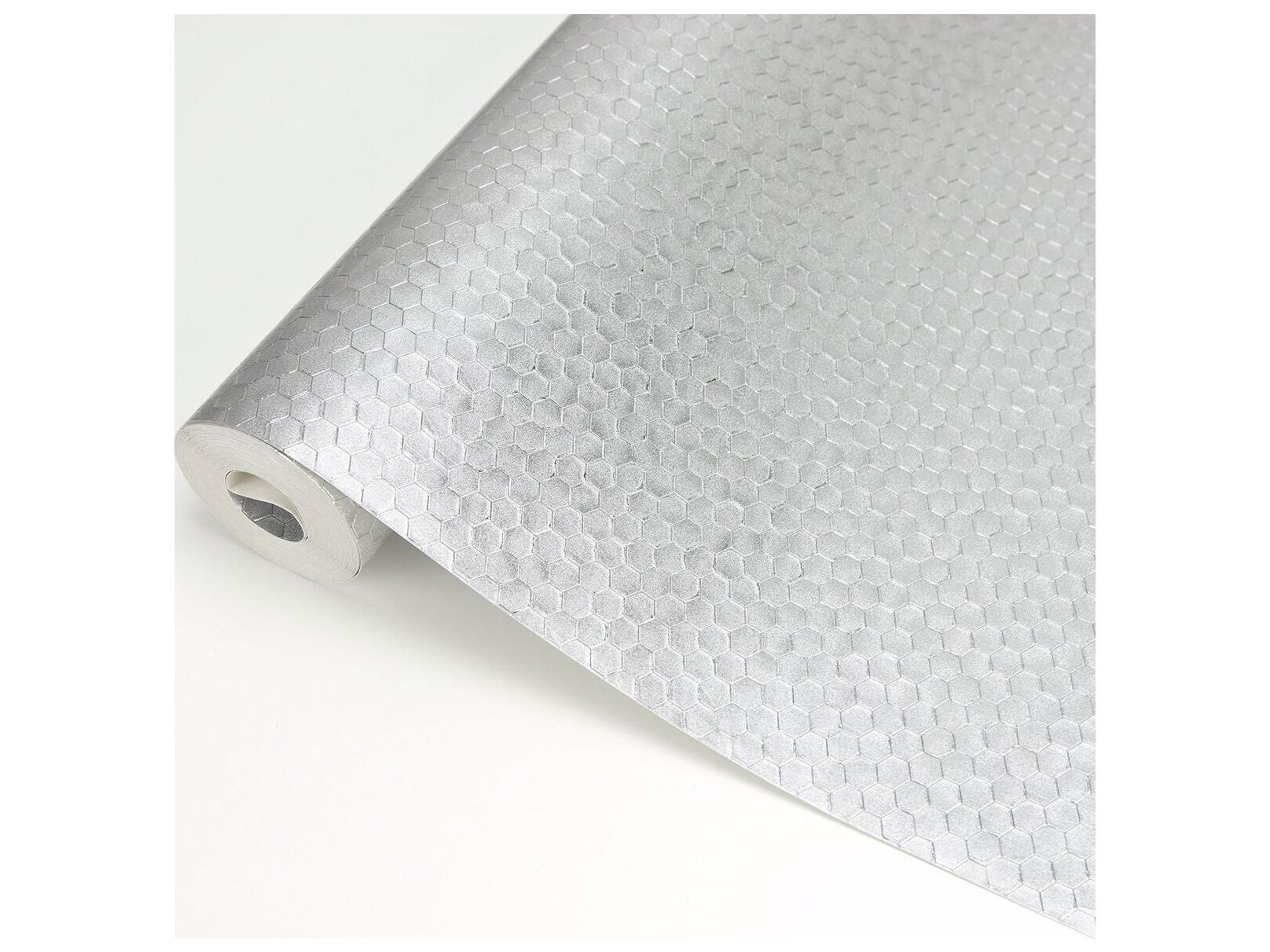 Brewster Home Fashions Polished Carbon Silver Honeycomb Geometric Wallpaper