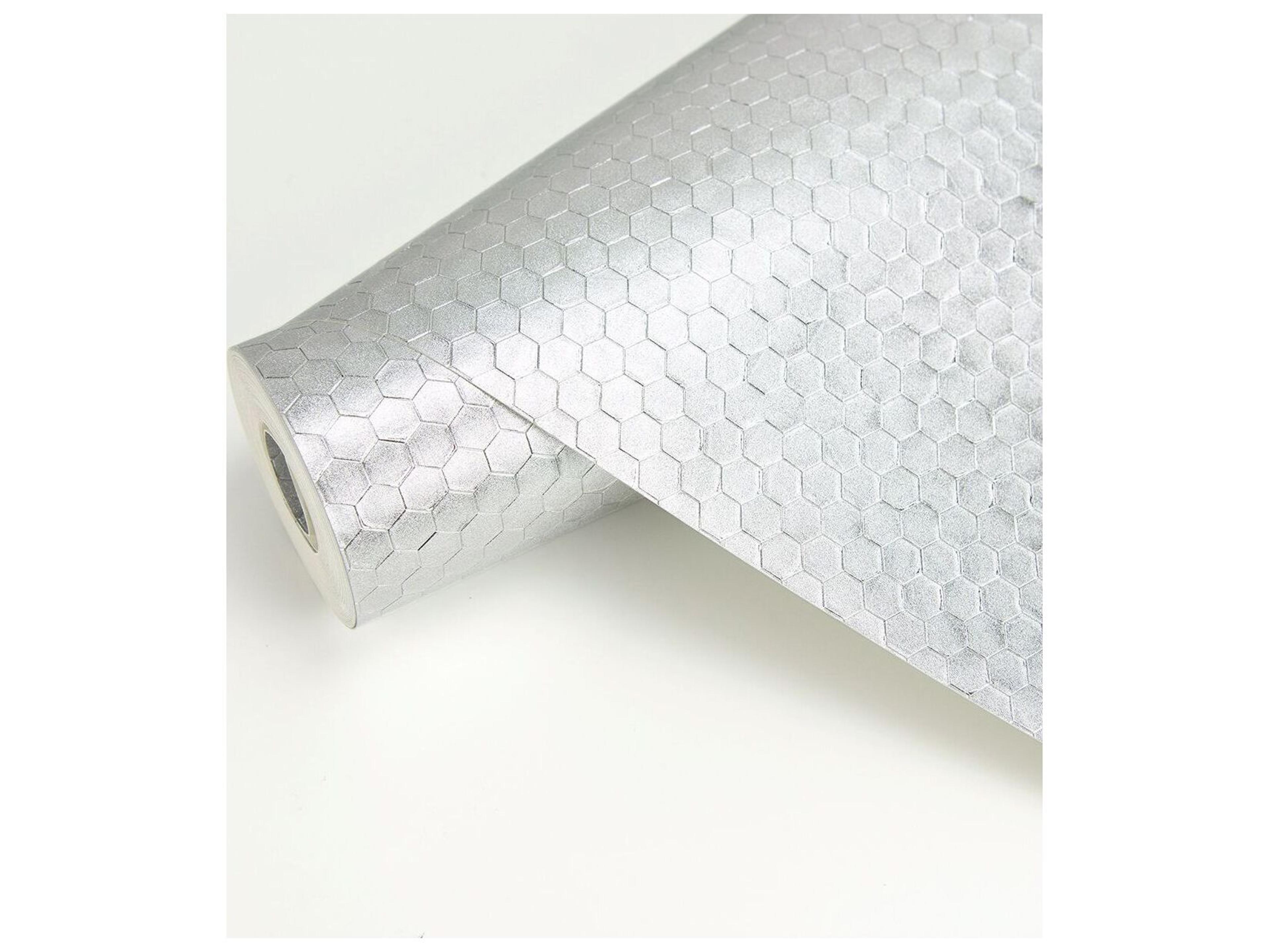 Brewster Home Fashions Polished Carbon Silver Honeycomb Geometric Wallpaper