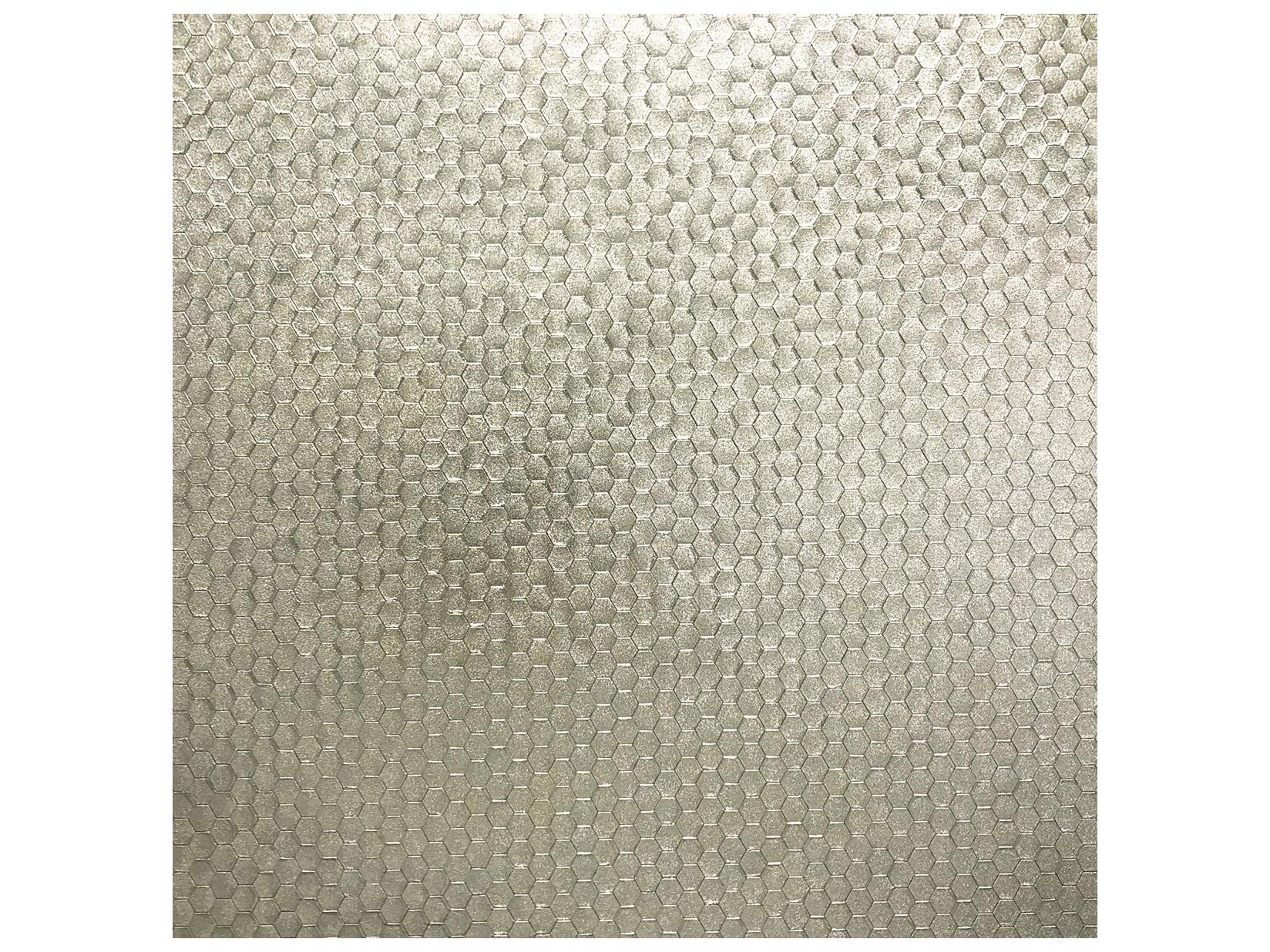 Polished Carbon Platinum Honeycomb Geometric Wallpaper