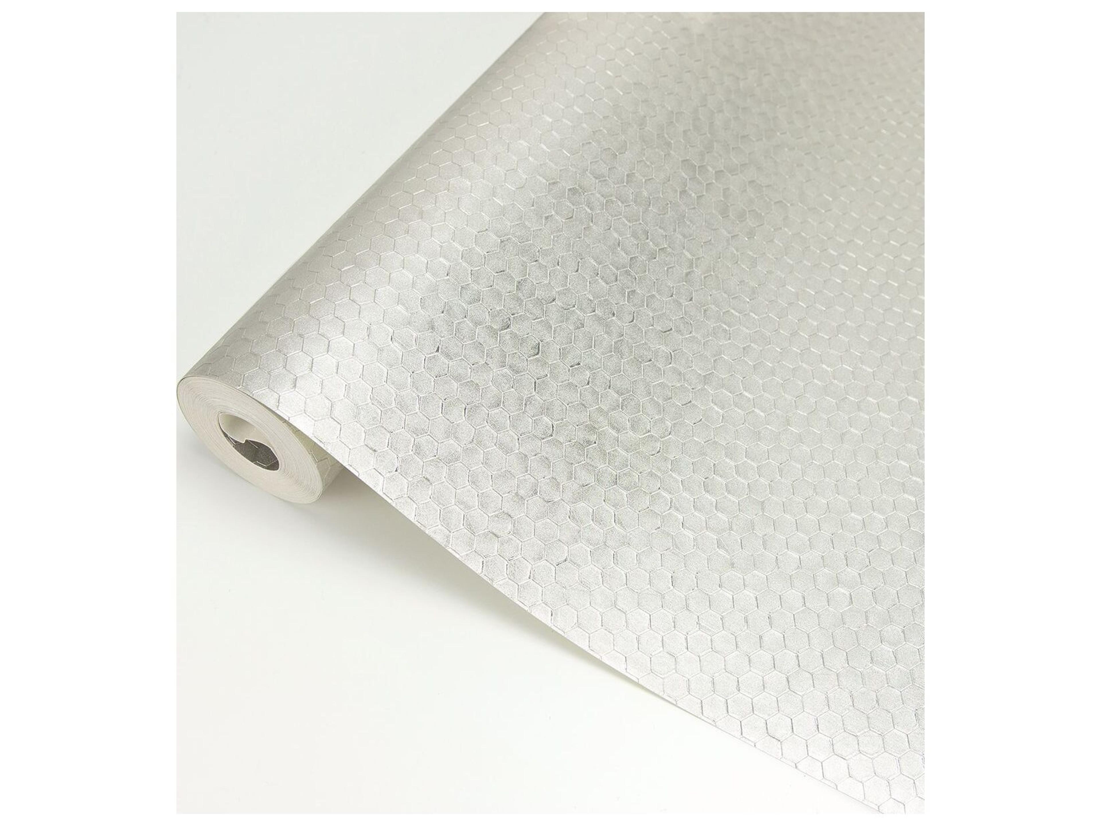 Brewster Home Fashions Polished Carbon Platinum Honeycomb Geometric Wallpaper