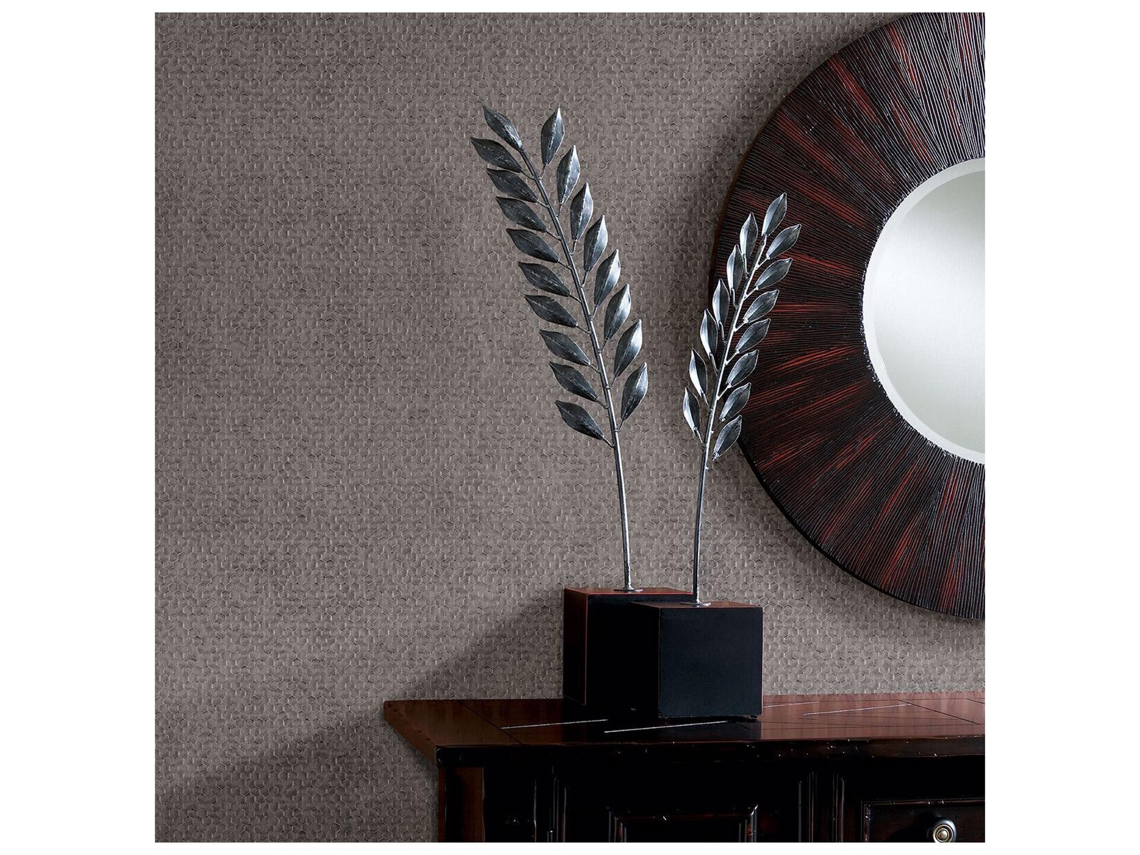 Brewster Home Fashions Polished Carbon Pewter Honeycomb Geometric Wallpaper