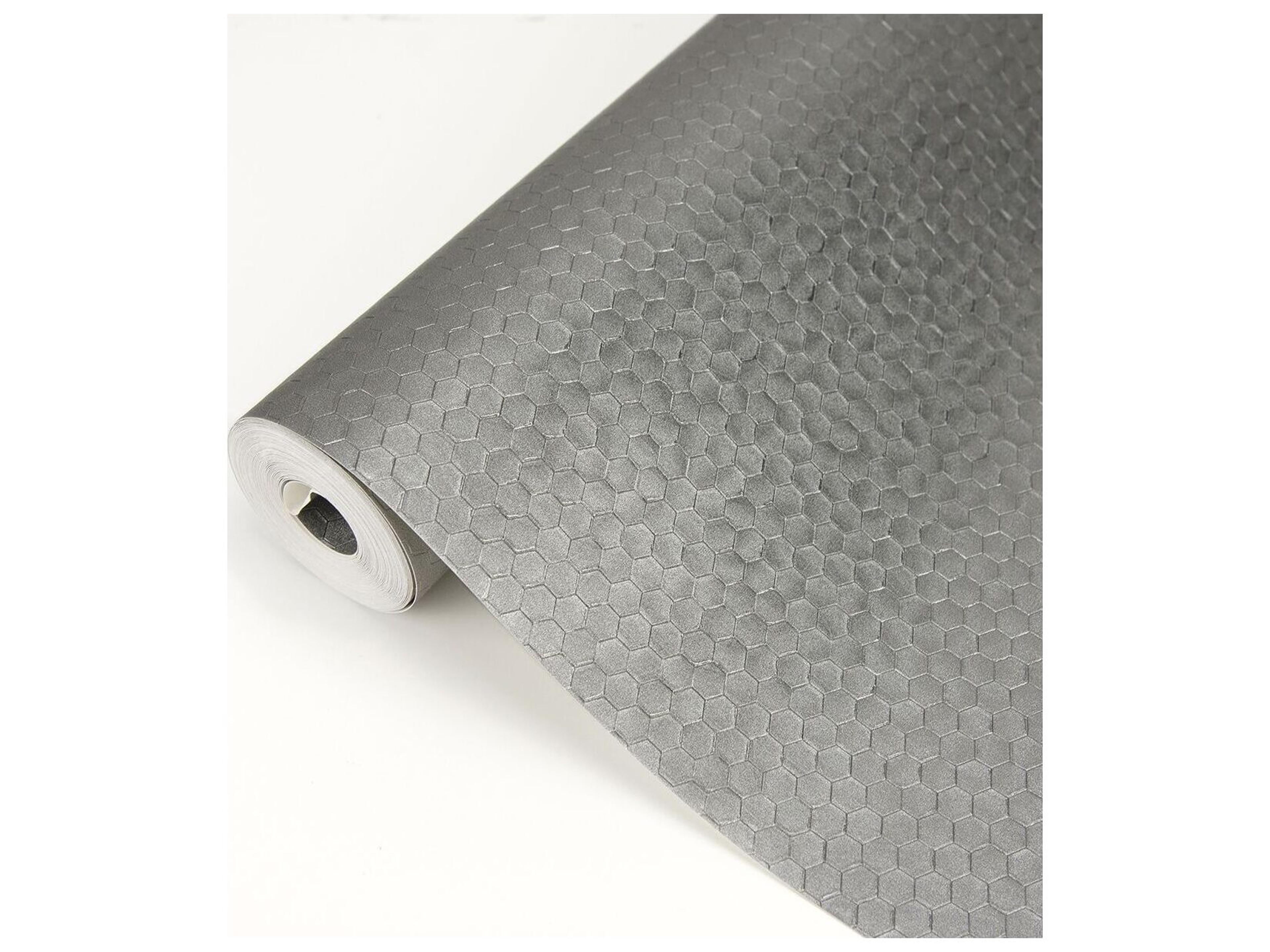 Brewster Home Fashions Polished Carbon Pewter Honeycomb Geometric Wallpaper