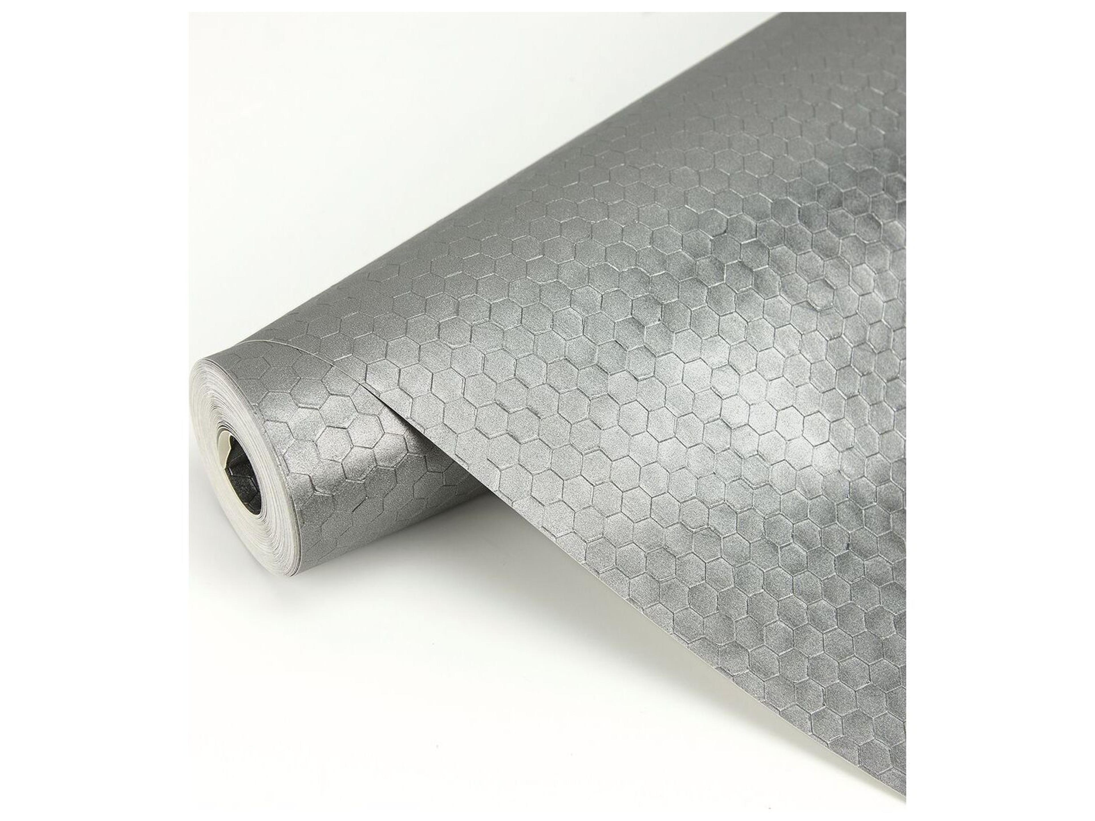 Brewster Home Fashions Polished Carbon Pewter Honeycomb Geometric Wallpaper