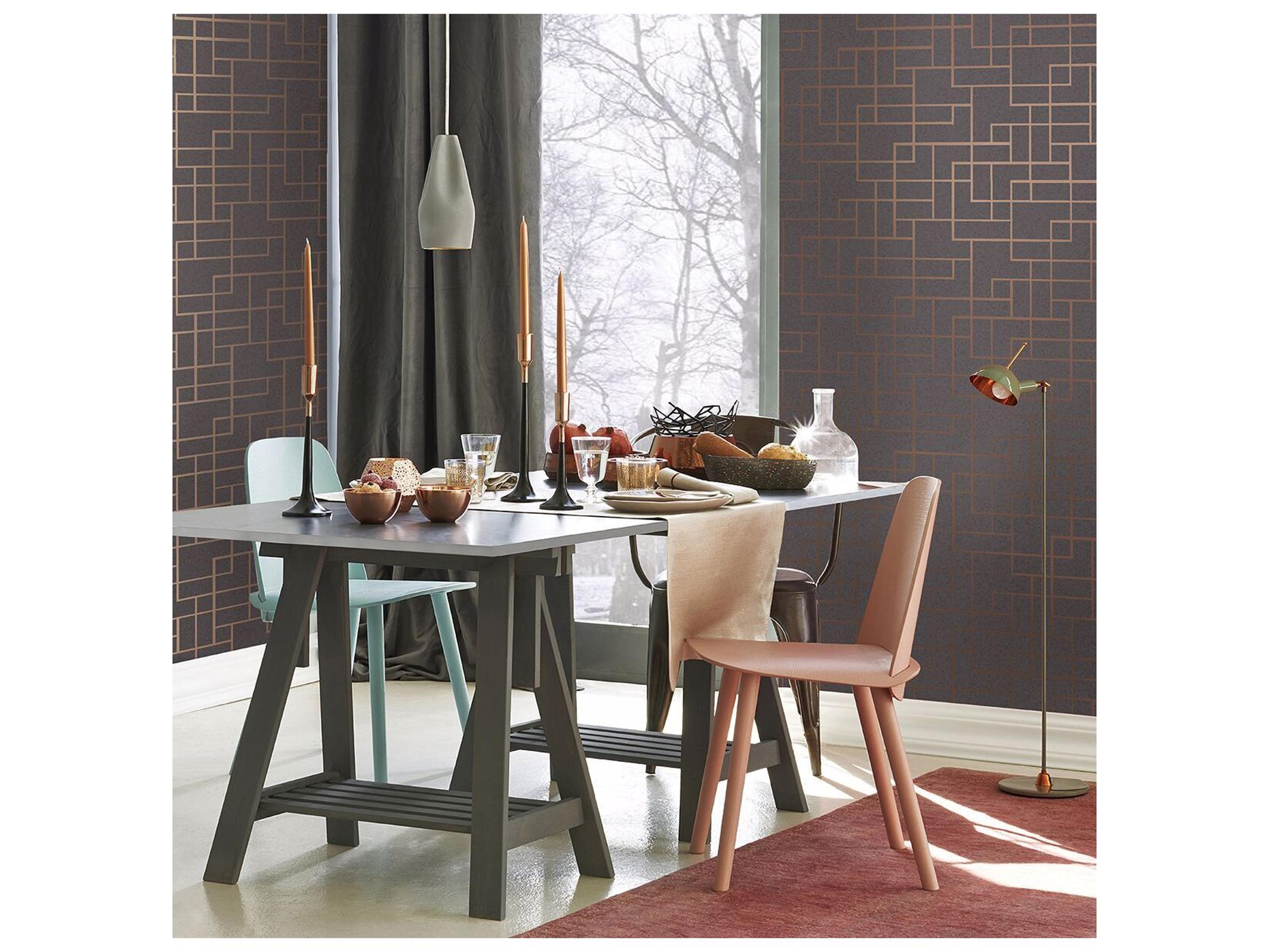 Brewster Home Fashions Polished Mason Dark Grey Geometric Wallpaper