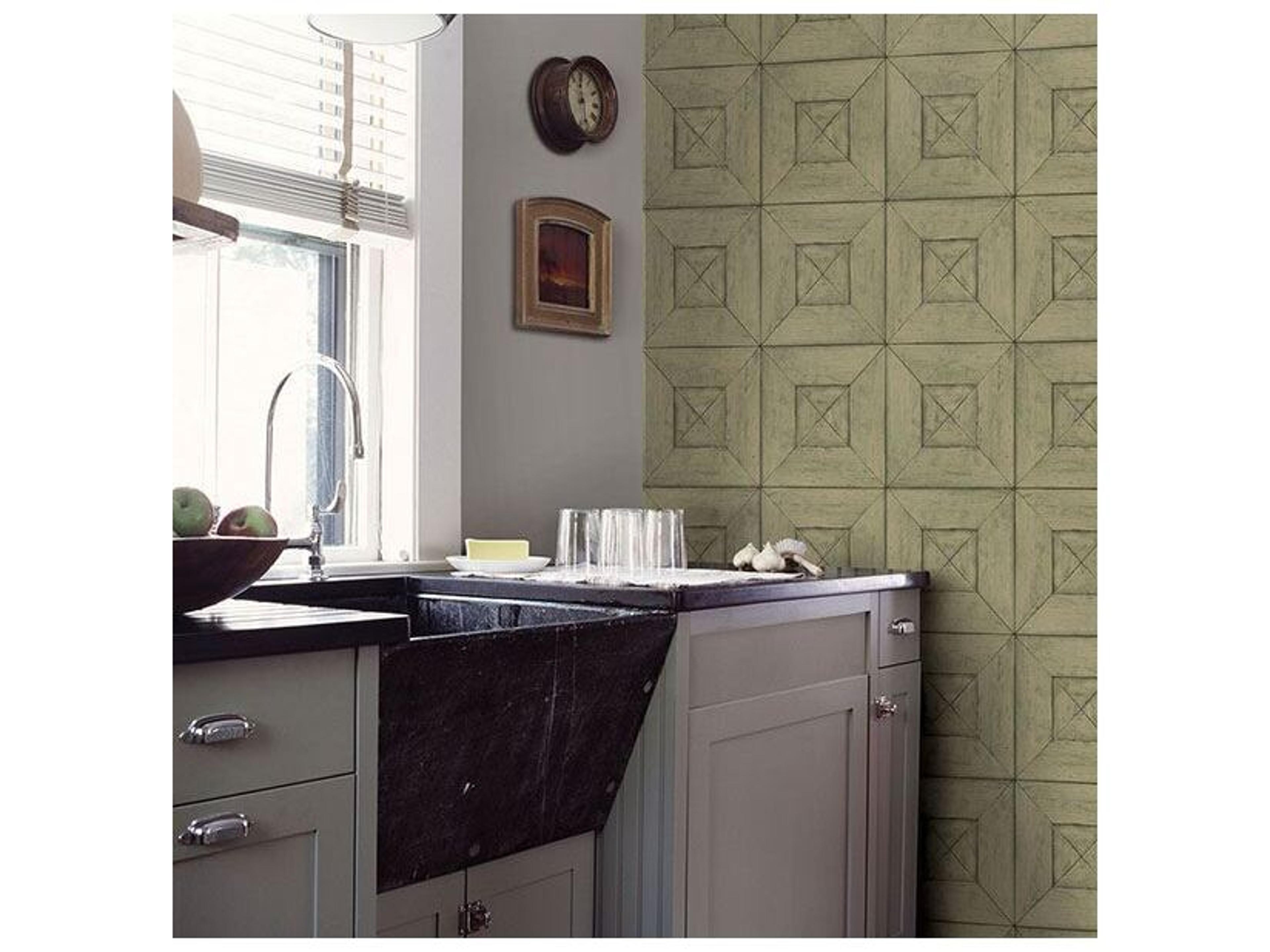 Brewster Home Fashions Chesapeake Avery Green Wood Wallpaper