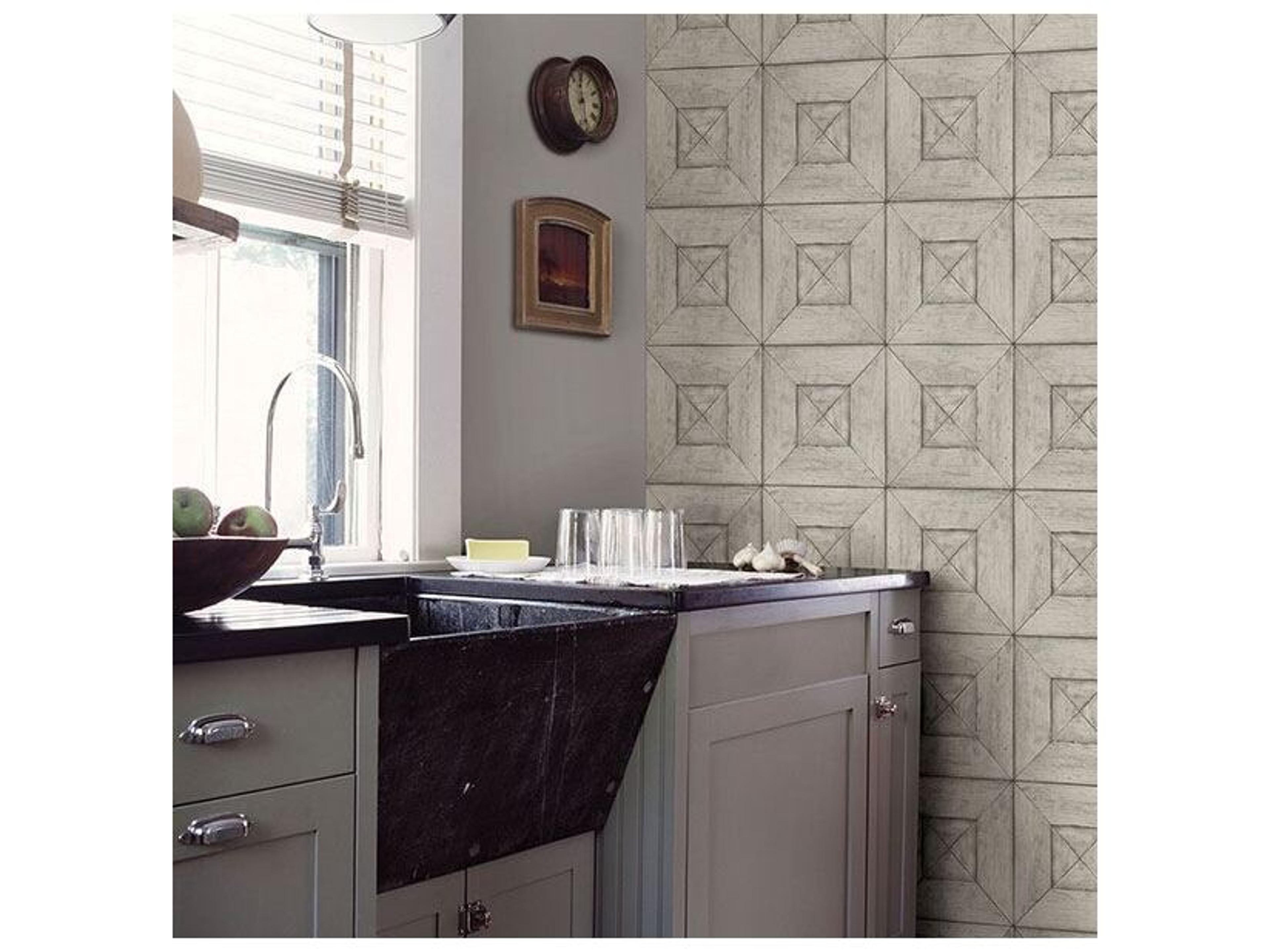 Brewster Home Fashions Chesapeake Avery Light Grey Wood Wallpaper