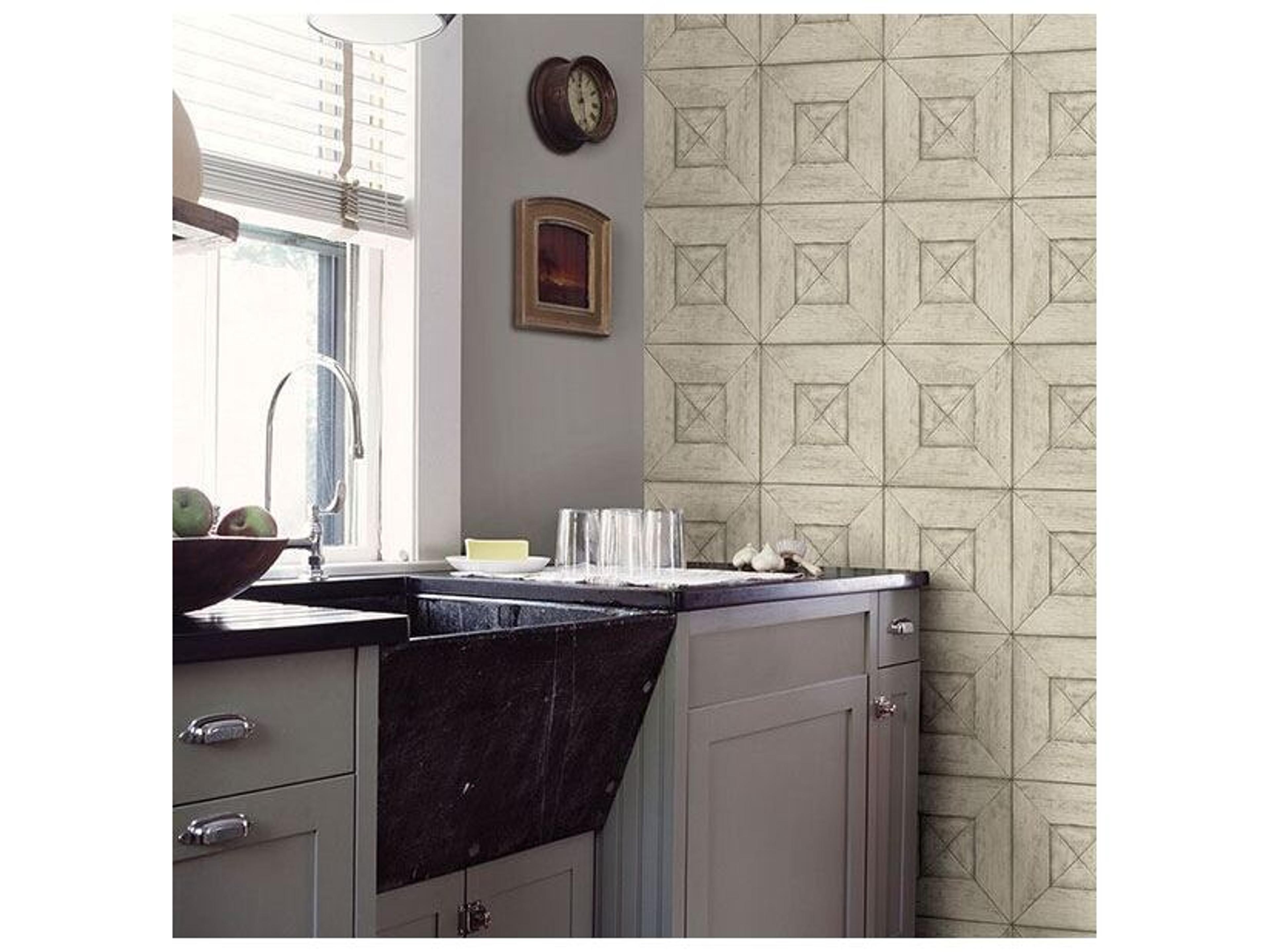 Brewster Home Fashions Chesapeake Avery Cream Wood Wallpaper