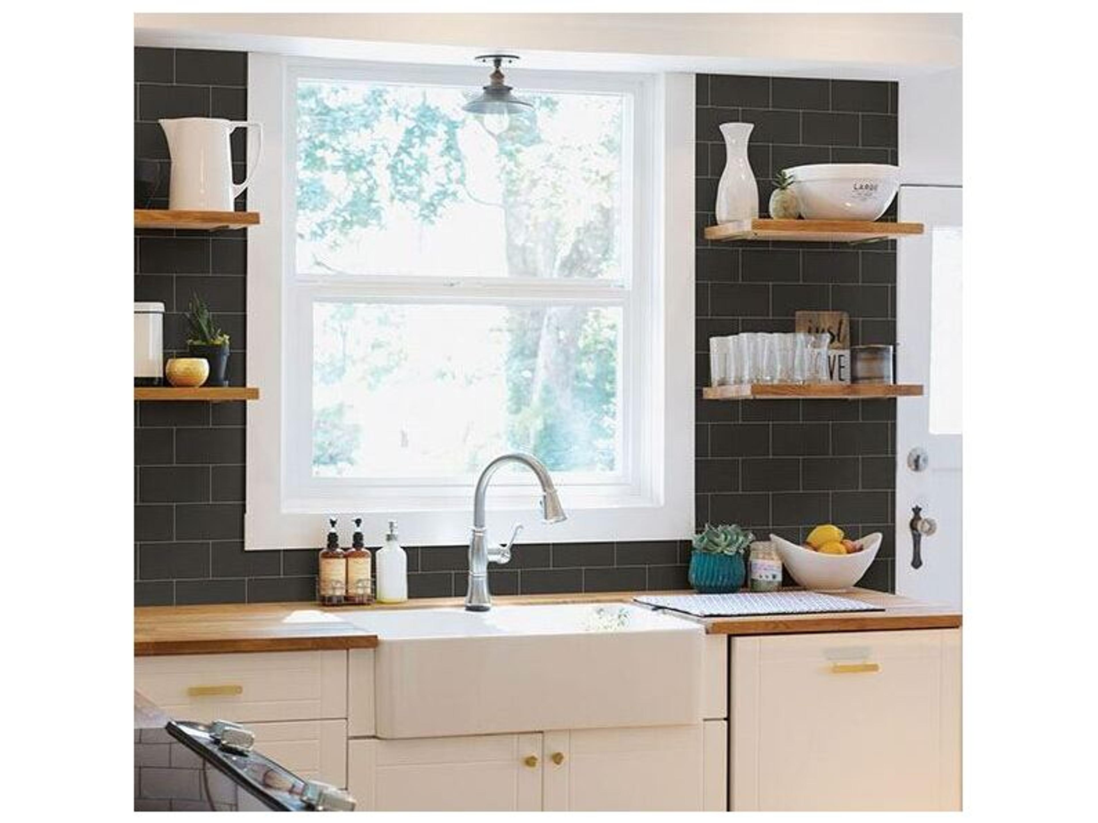 Brewster Home Fashions Chesapeake Freedom Black Subway Tile Wallpaper