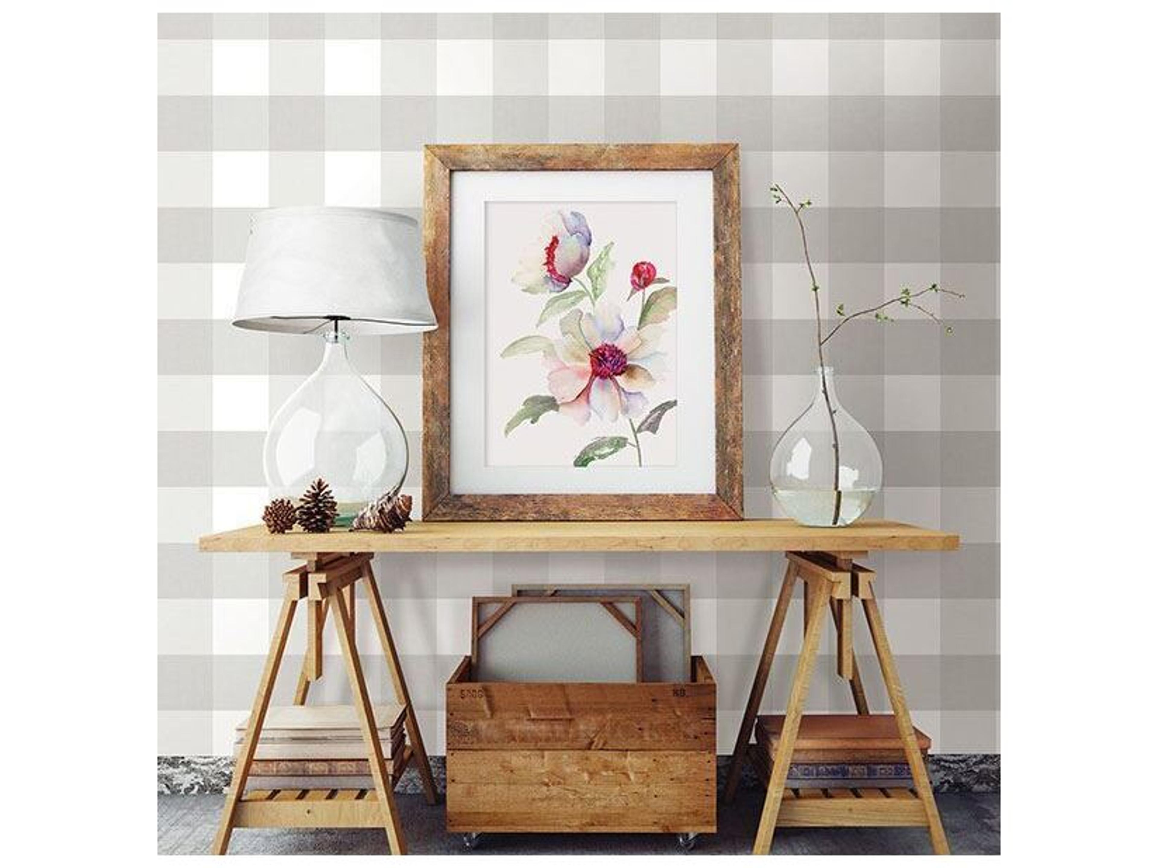 Brewster Home Fashions Chesapeake Amos Light Grey Gingham Wallpaper