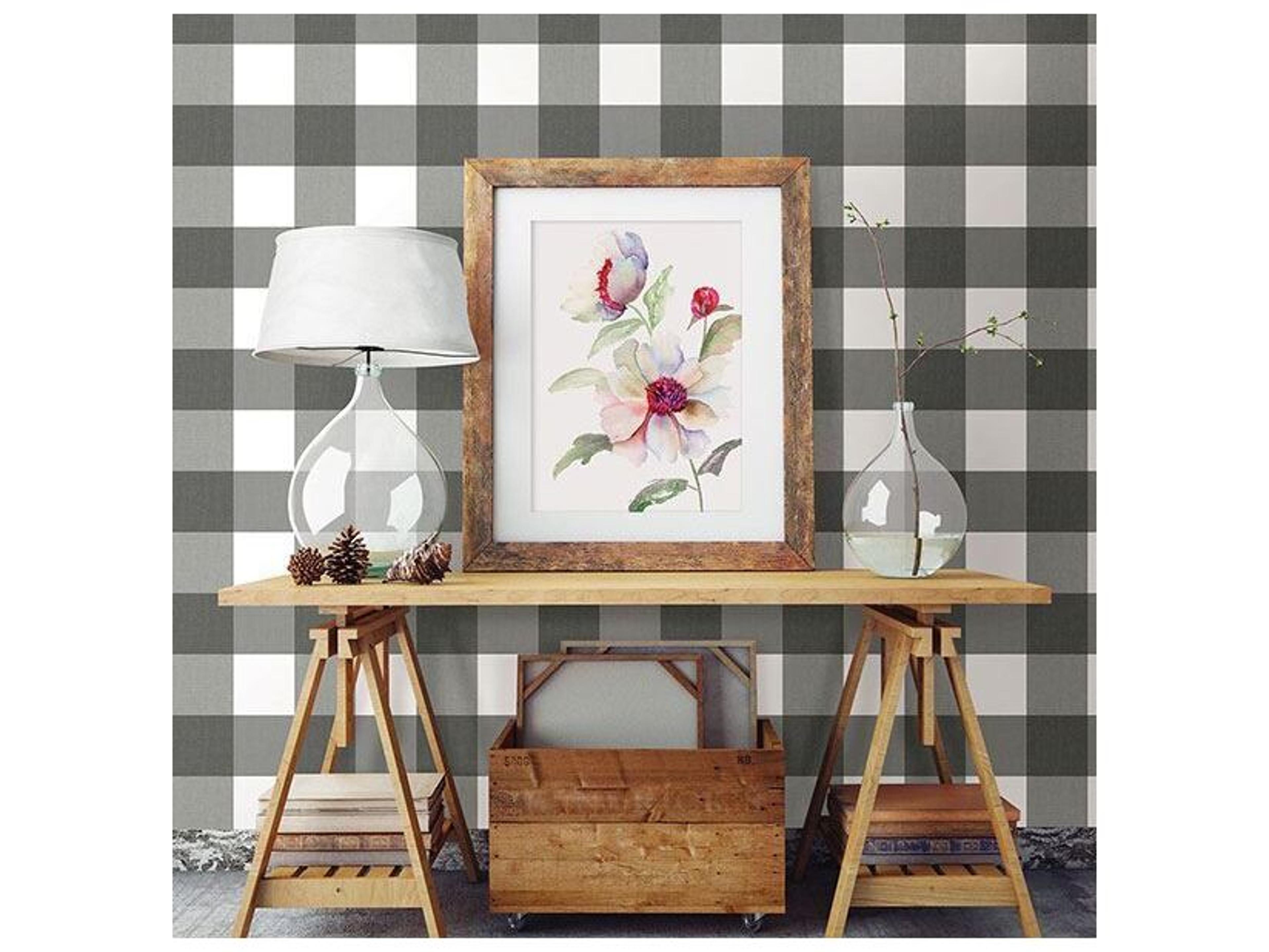 Brewster Home Fashions Chesapeake Amos Black Gingham Wallpaper