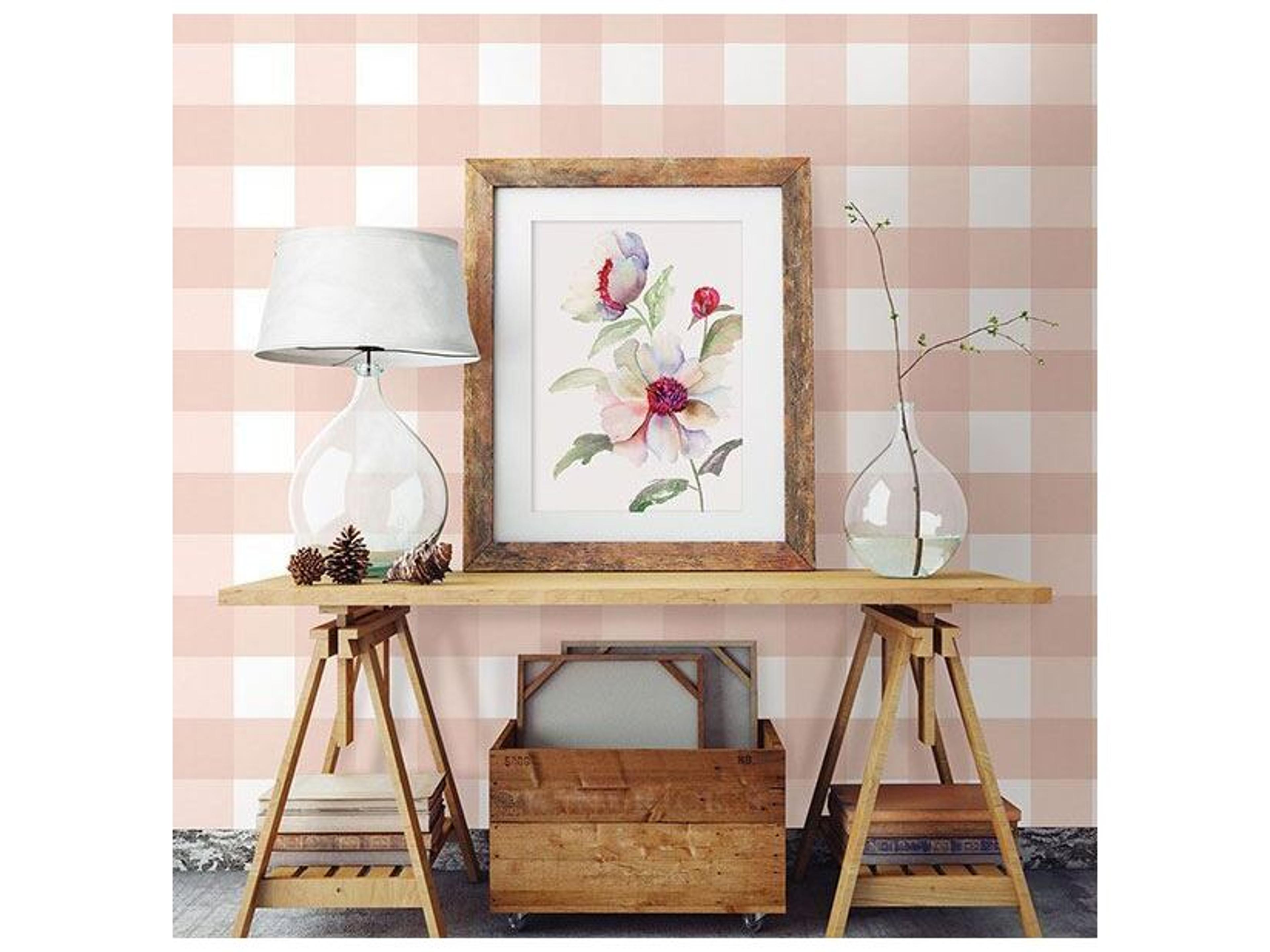 Brewster Home Fashions Chesapeake Amos Light Pink Gingham Wallpaper