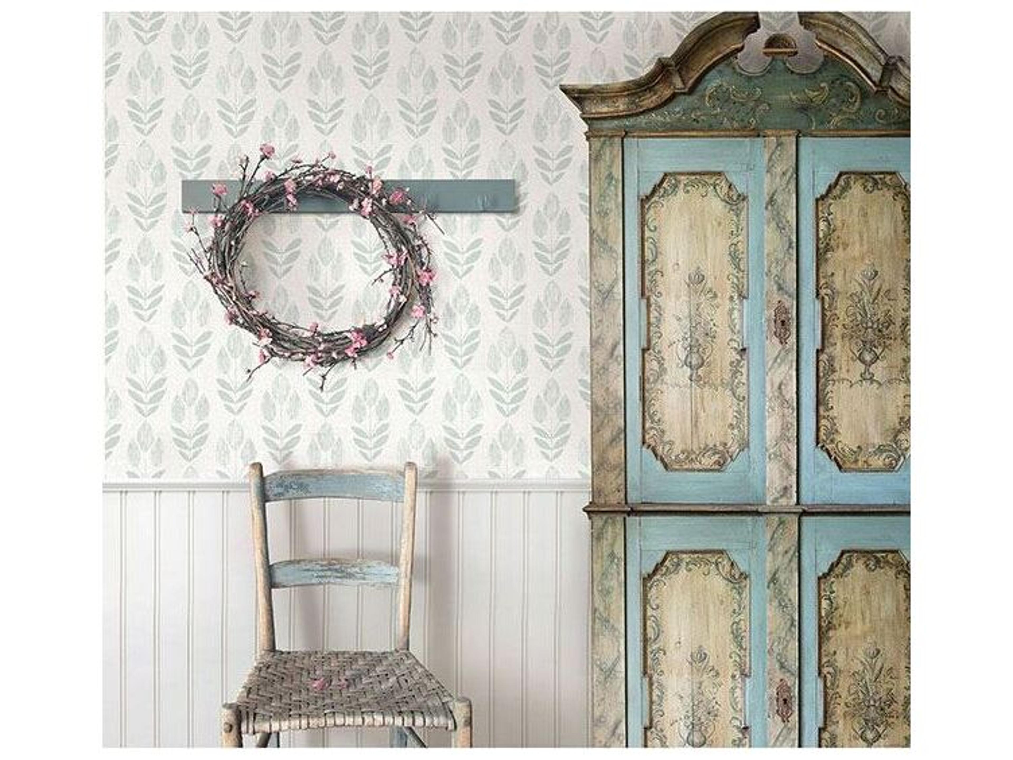 Brewster Home Fashions Chesapeake Garland Teal Block Tulip Wallpaper