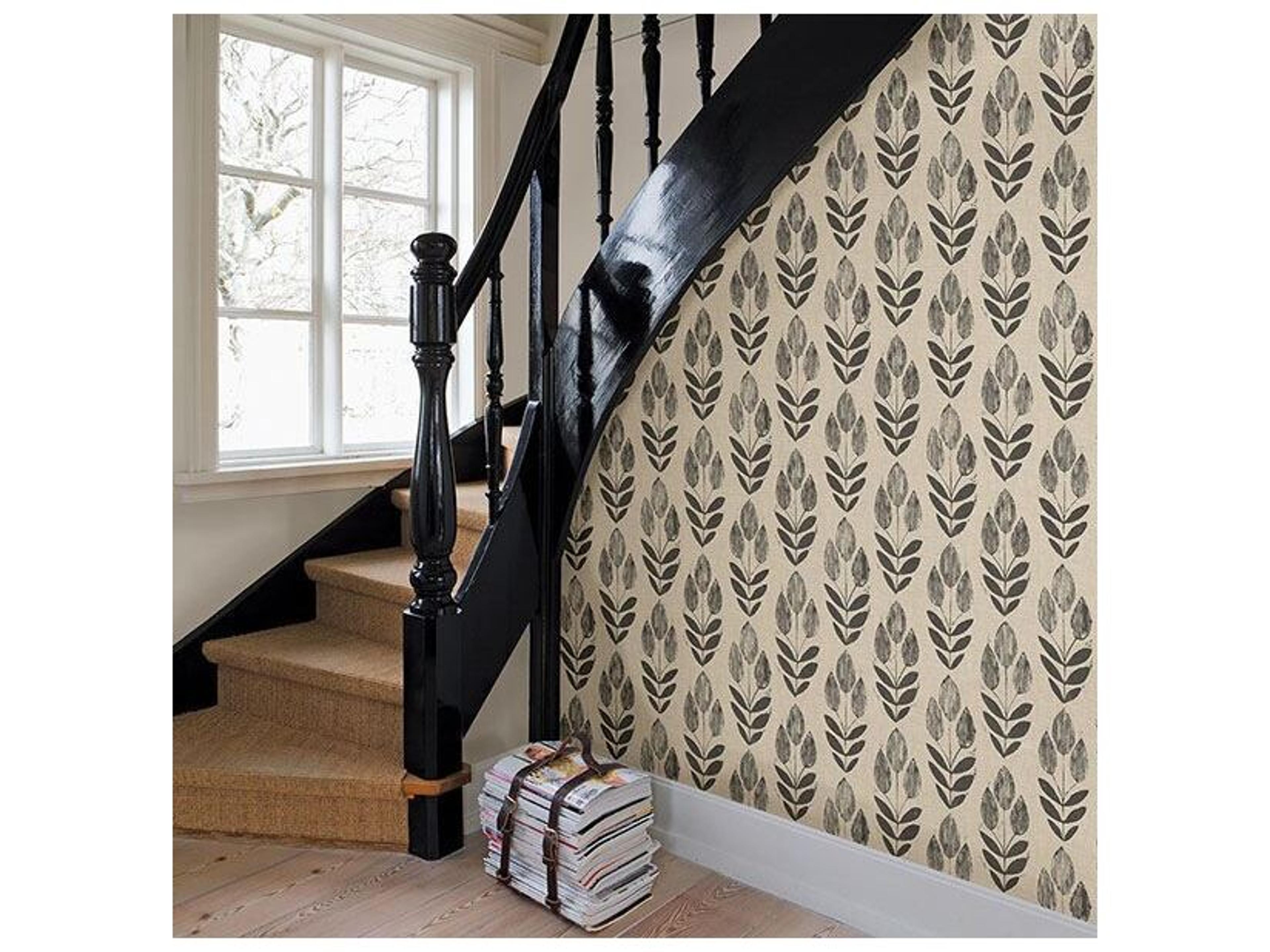 Brewster Home Fashions Chesapeake Garland Black Block Tulip Wallpaper