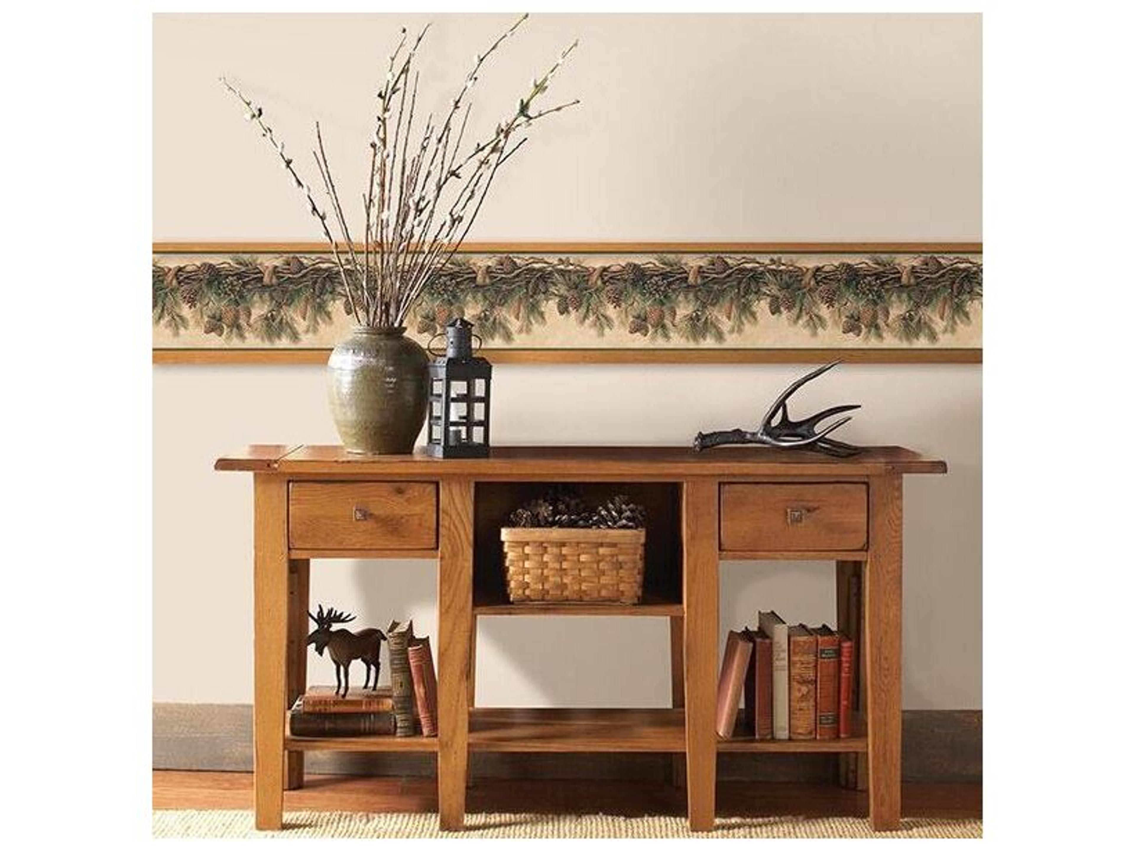 Brewster Home Fashions Chesapeake Pinecone Forest Multicolor Pine Border