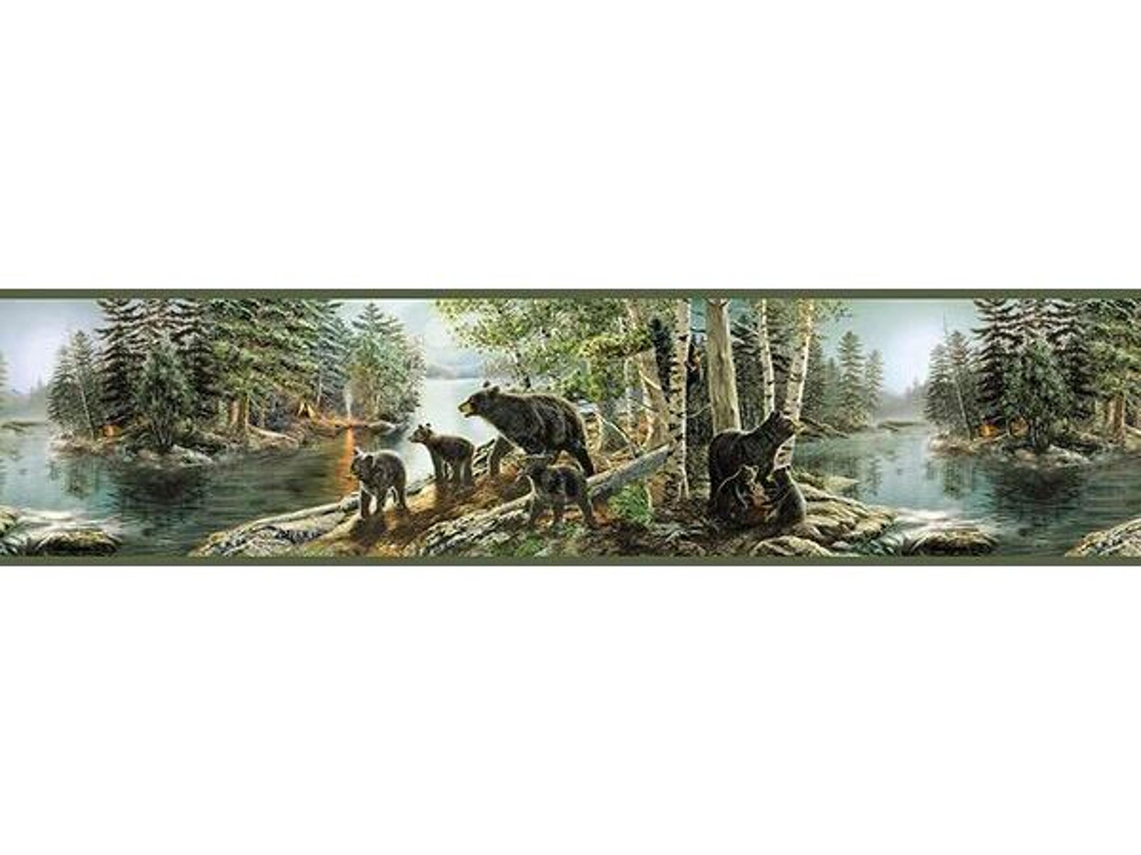 Chesapeake Bear Necessities Multicolor Mountain Lake Border