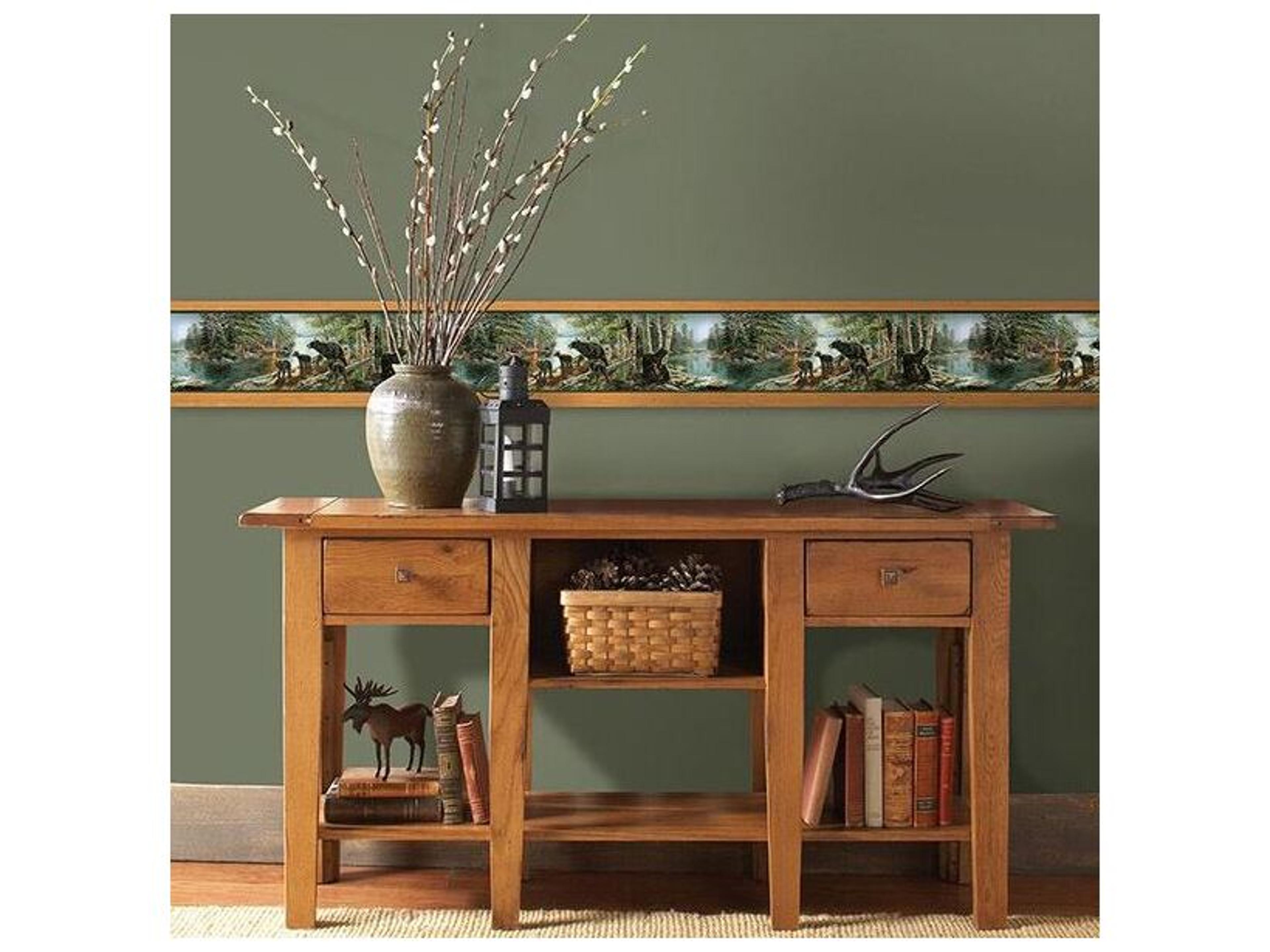 Brewster Home Fashions Chesapeake Bear Necessities Multicolor Mountain Lake Border