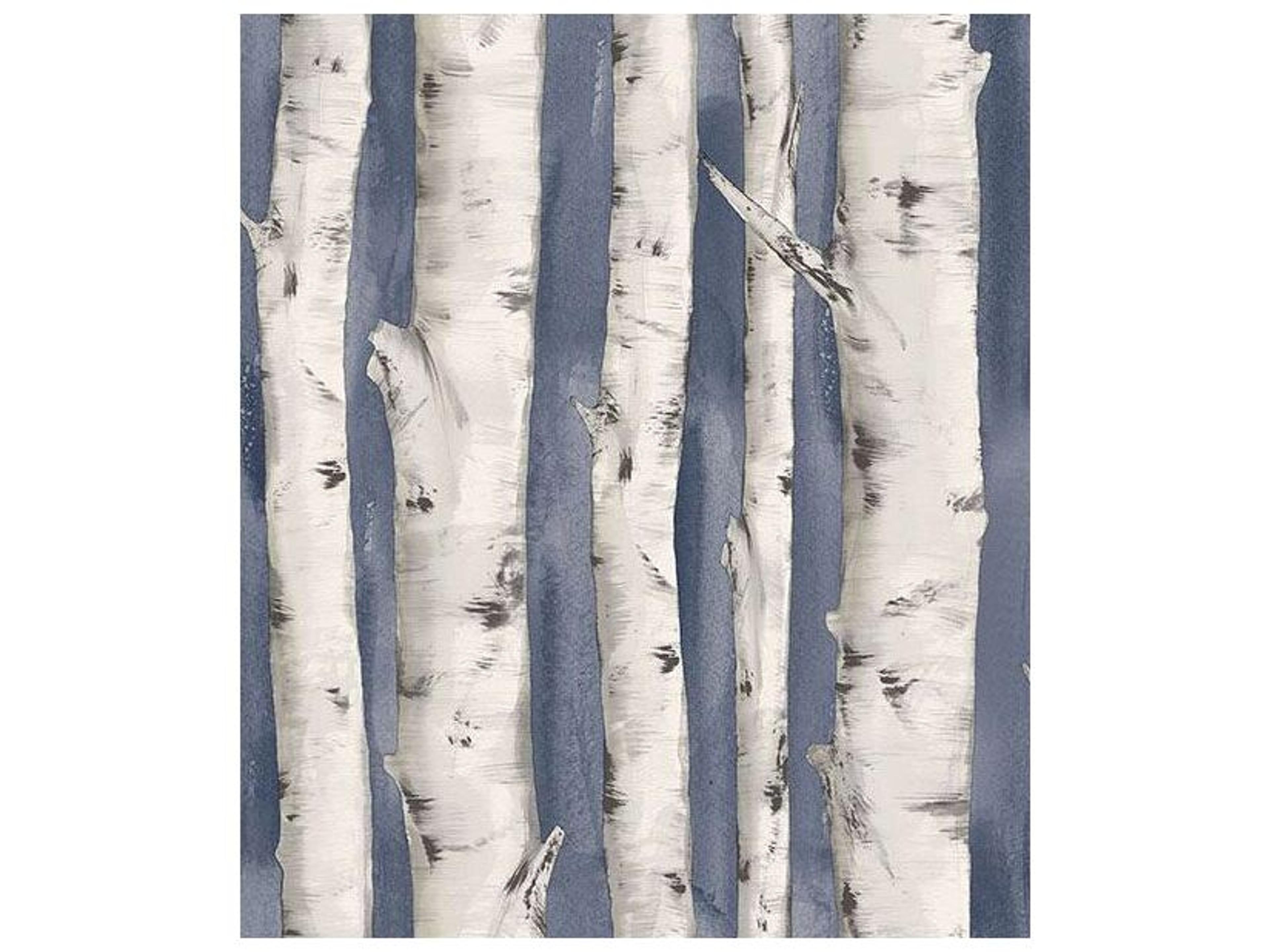Chesapeake Pioneer Denim Birch Tree Wallpaper