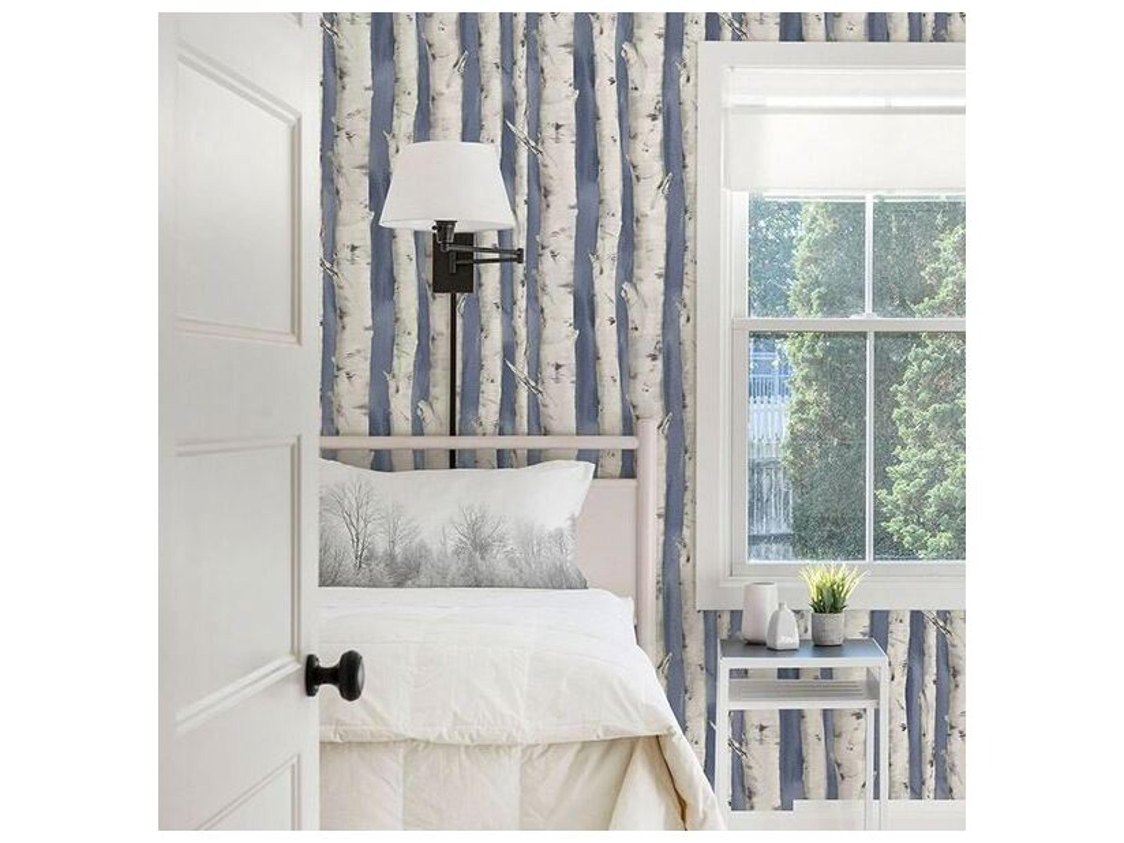 Brewster Home Fashions Chesapeake Pioneer Denim Birch Tree Wallpaper