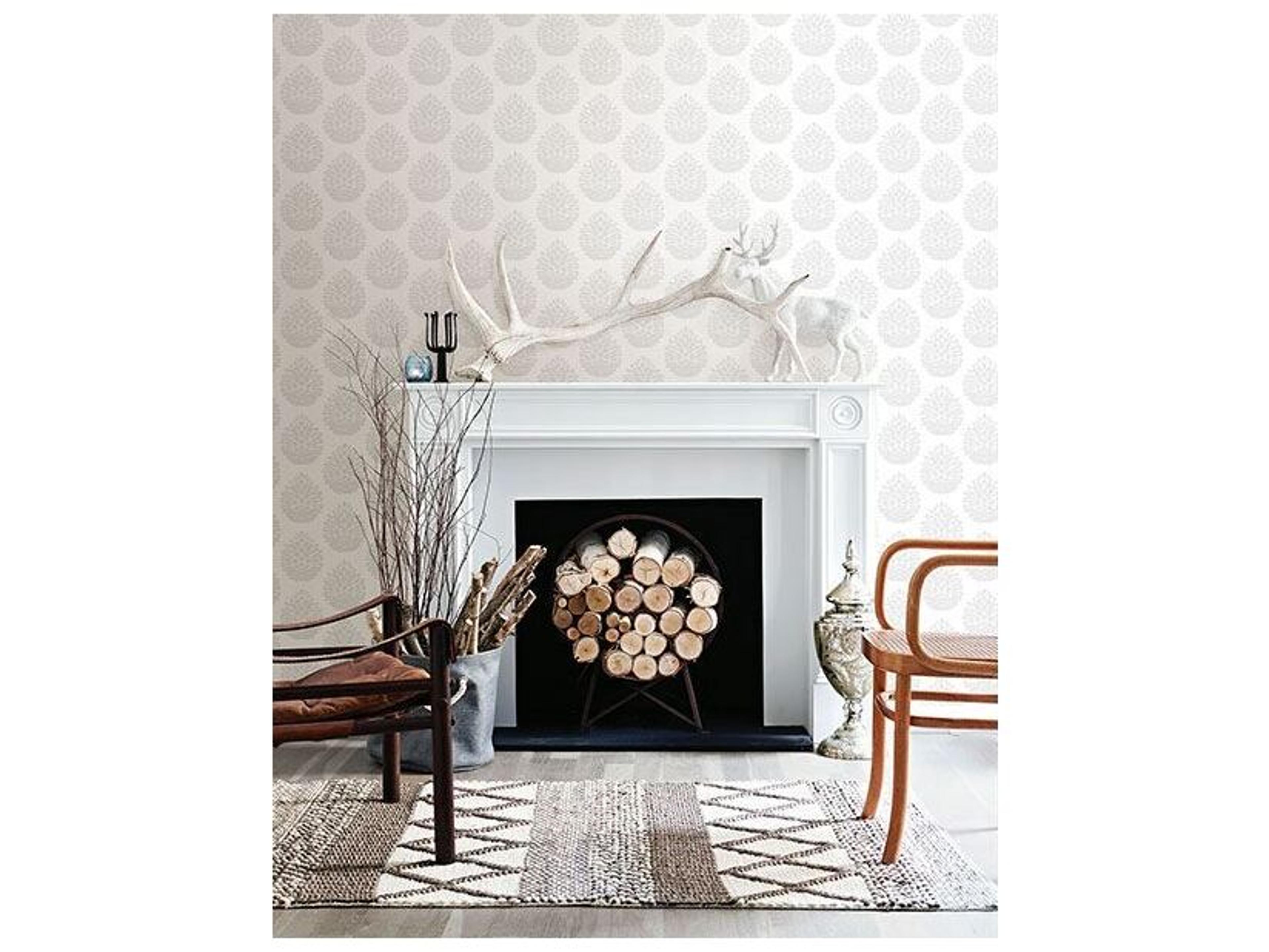 Brewster Home Fashions Chesapeake Totem Light Grey Pinecone Wallpaper