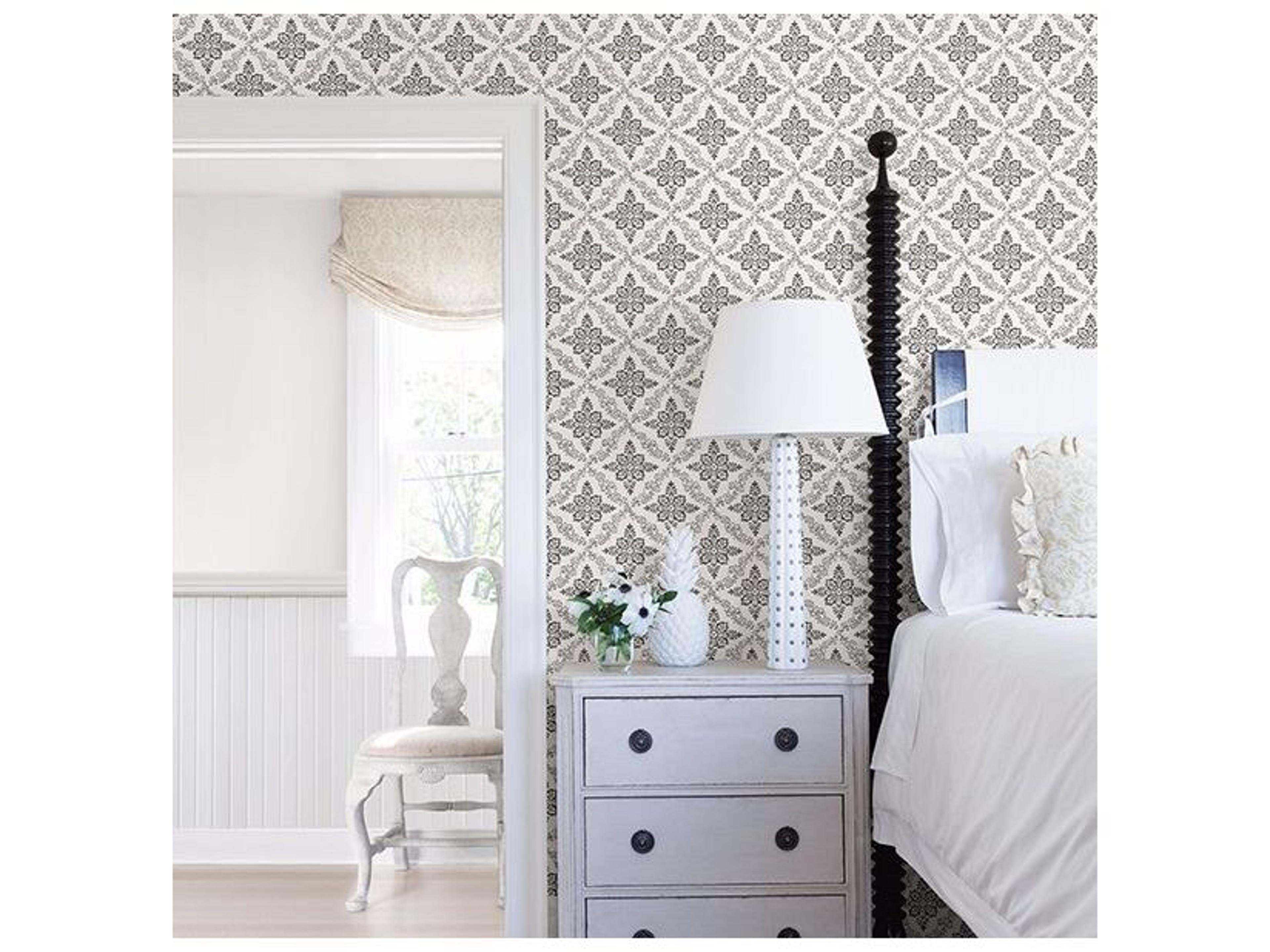 Brewster Home Fashions Chesapeake Wynonna Black Geometric Floral Wallpaper