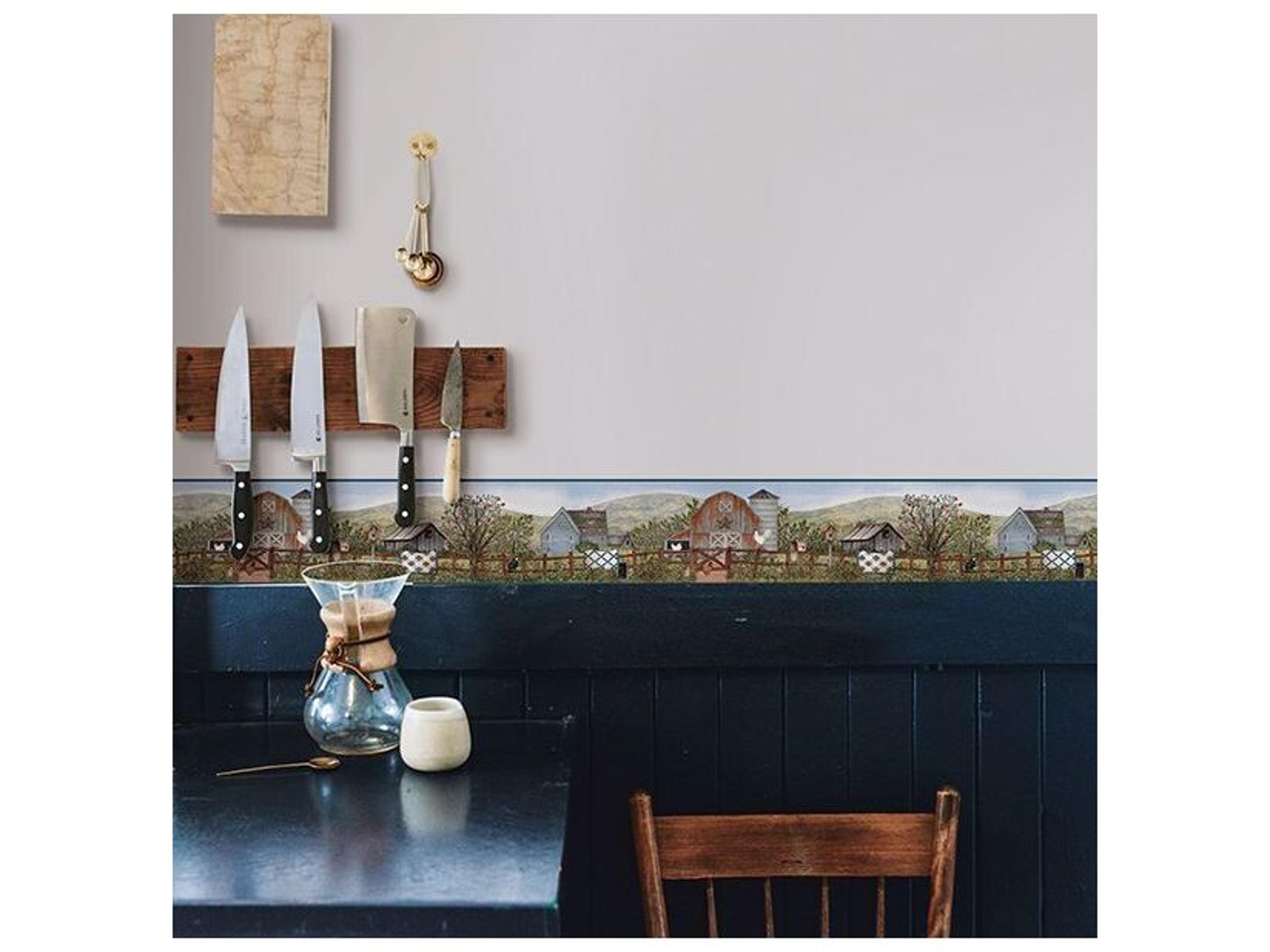 Brewster Home Fashions Chesapeake Clarksville Blue Farm Border