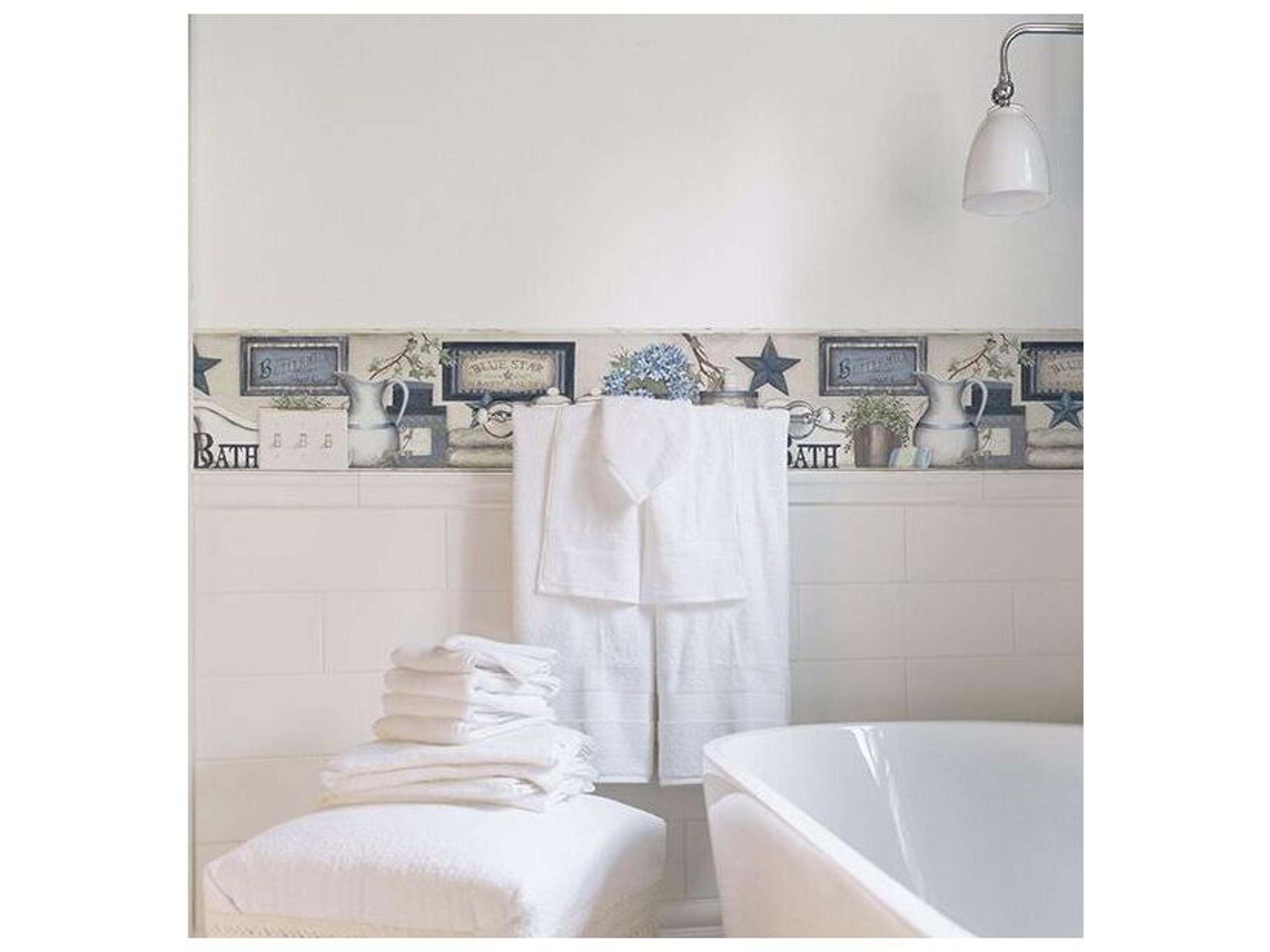 Brewster Home Fashions Chesapeake Country Bath Blue Rustic Border