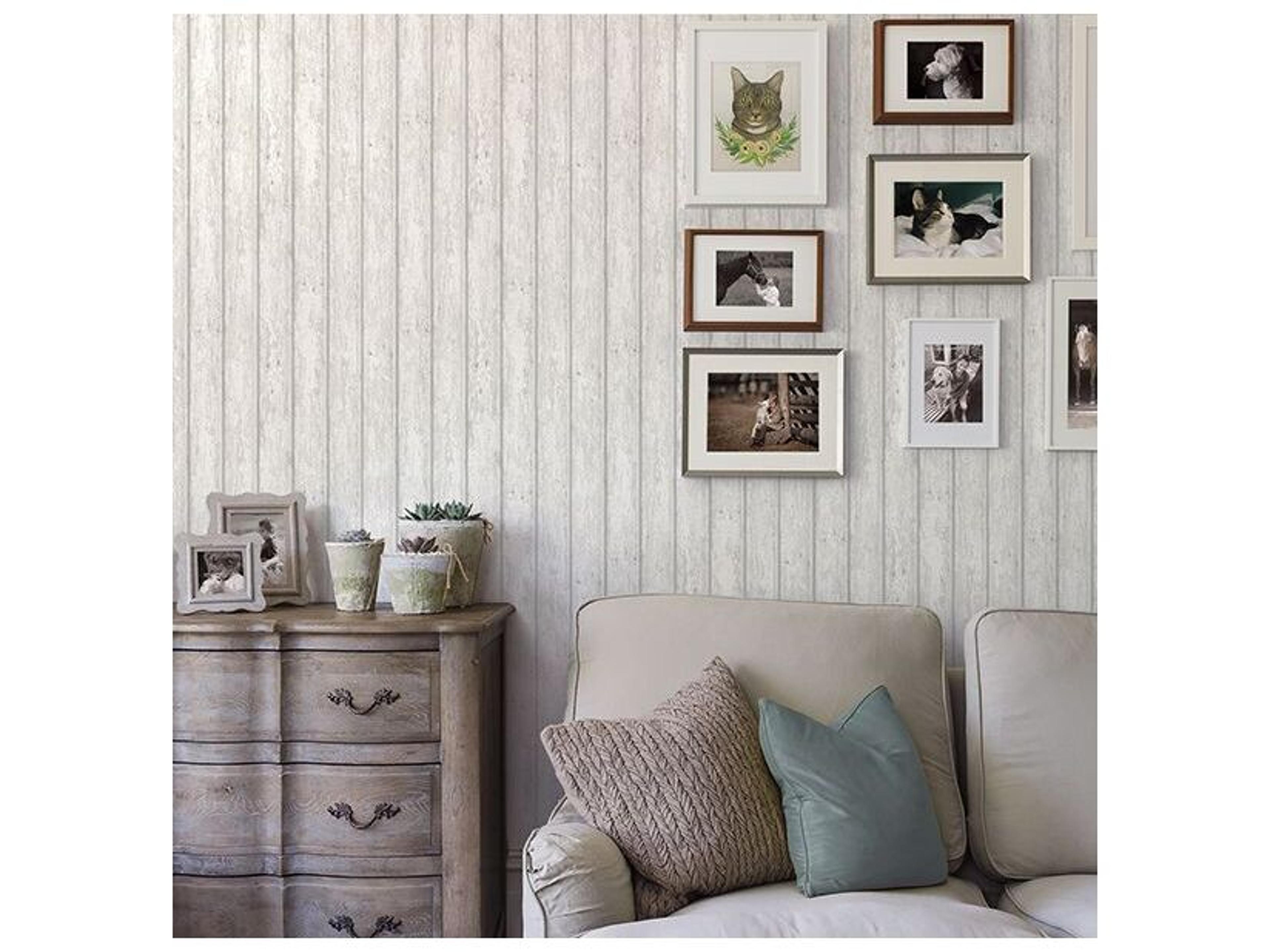 Brewster Home Fashions Chesapeake Jack White Weathered Clapboards Wallpaper