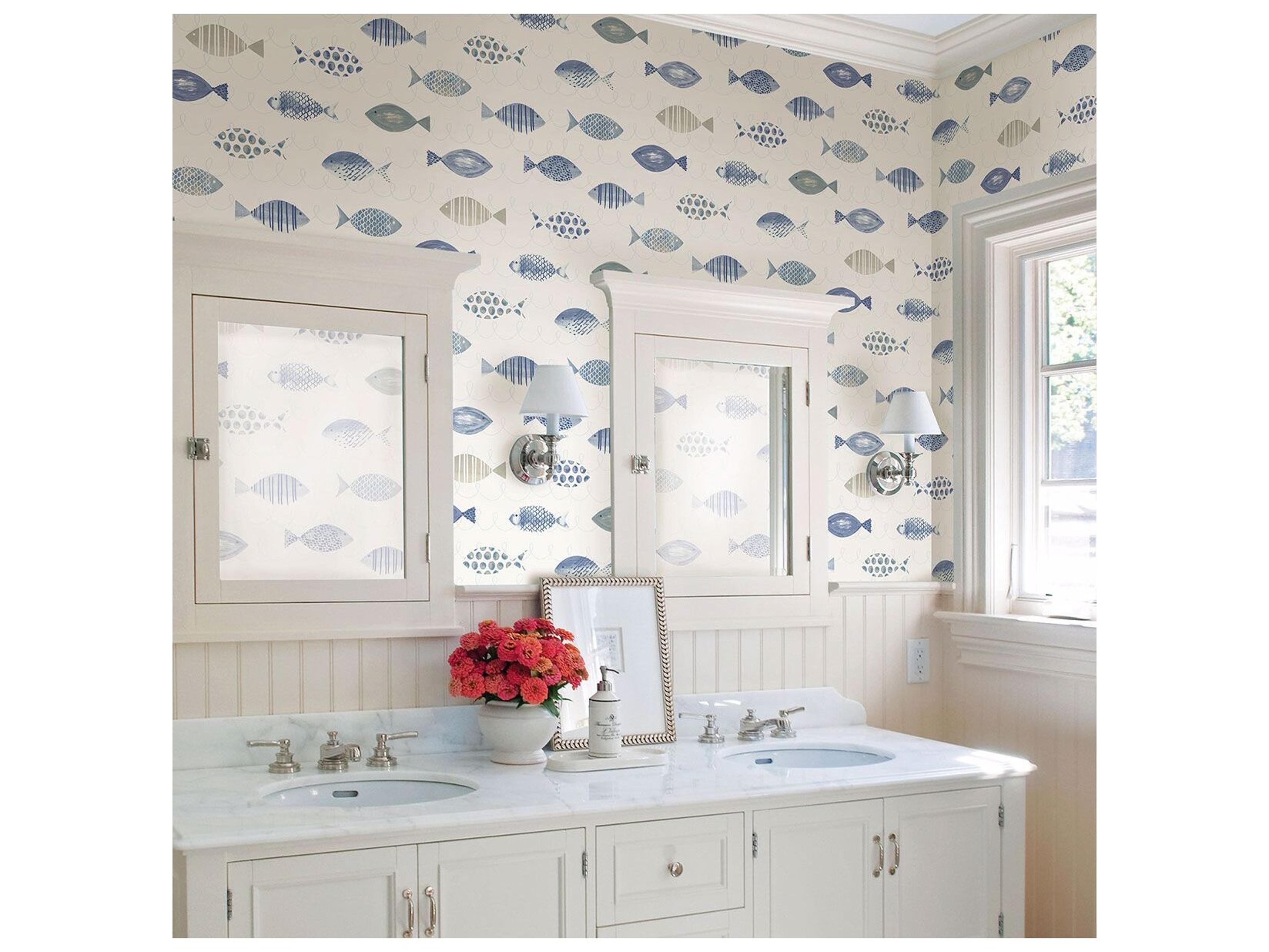 Brewster Home Fashions Chesapeake Key West Blue Sea Fish Wallpaper