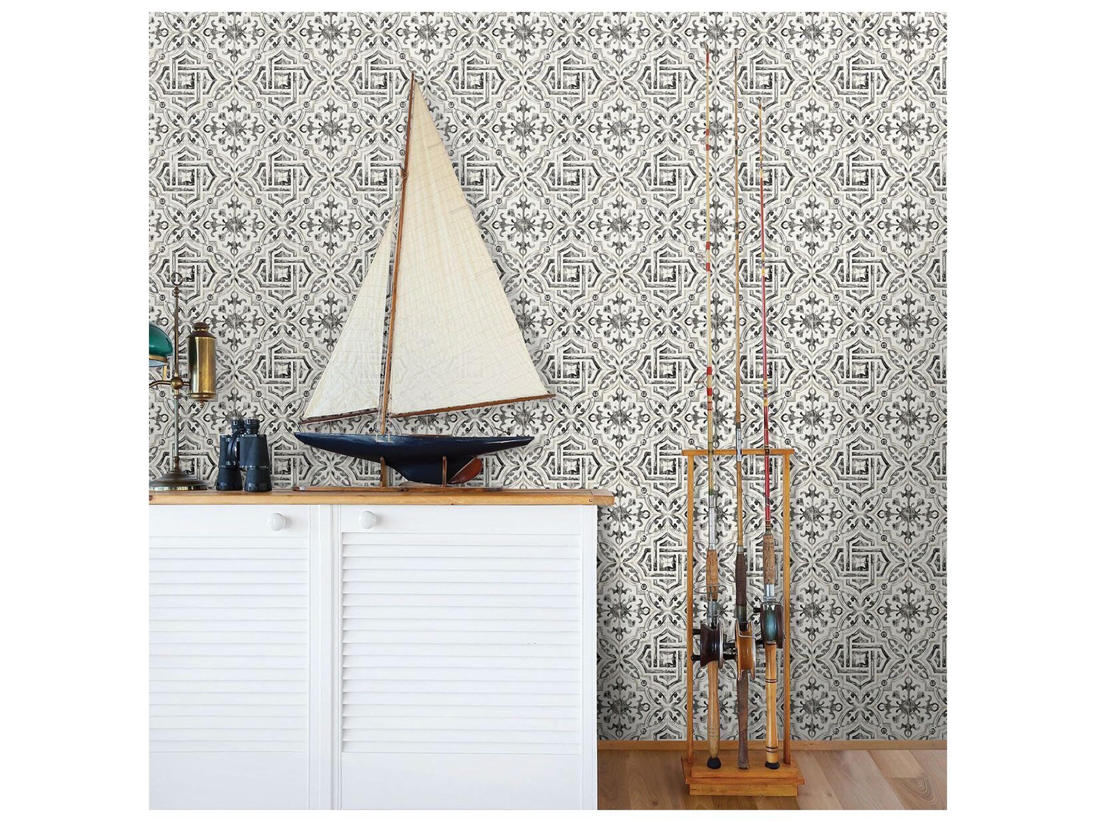 Brewster Home Fashions Chesapeake Sonoma Black Beach Tile Wallpaper