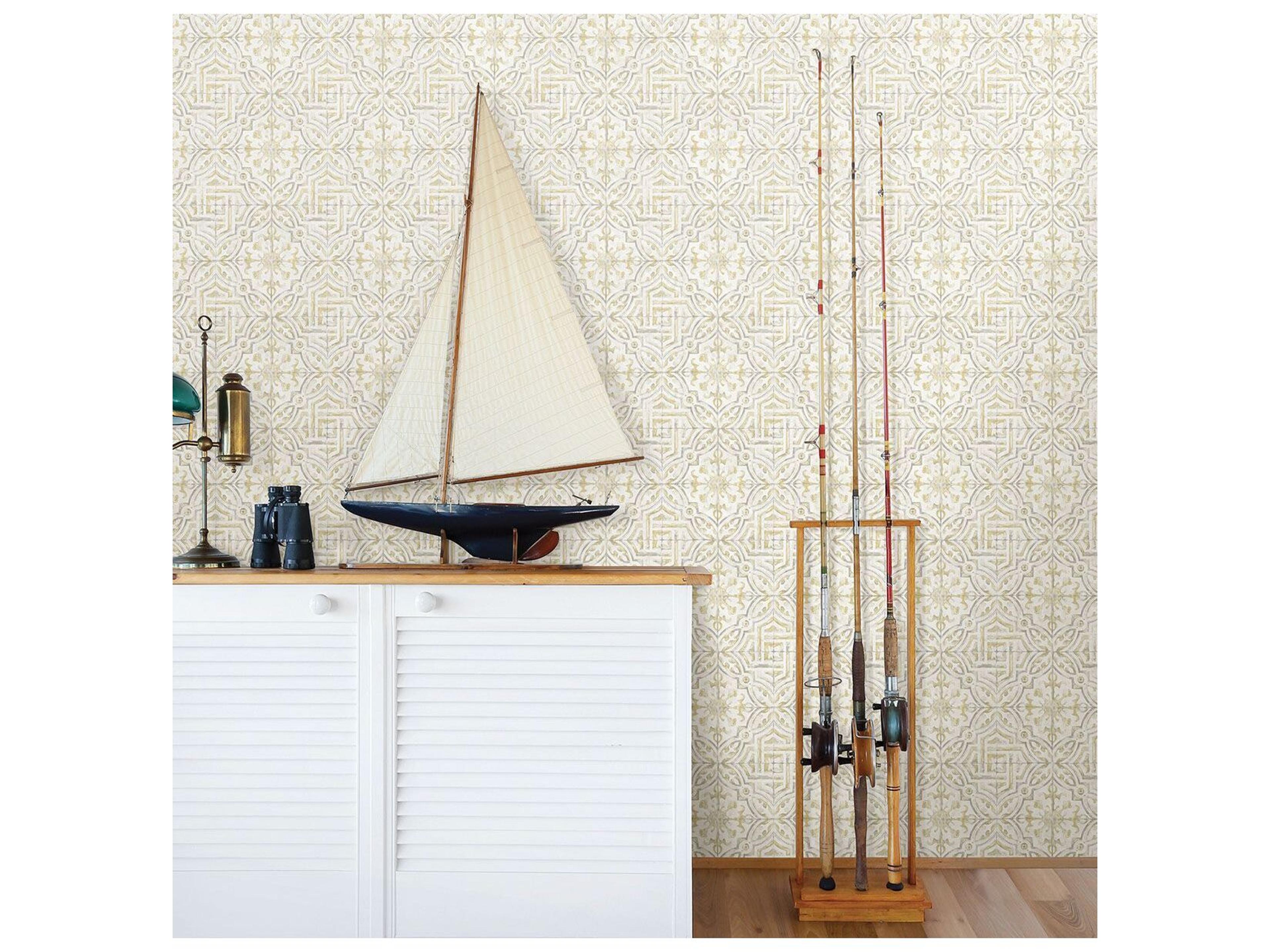 Brewster Home Fashions Chesapeake Sonoma Yellow Beach Tile Wallpaper