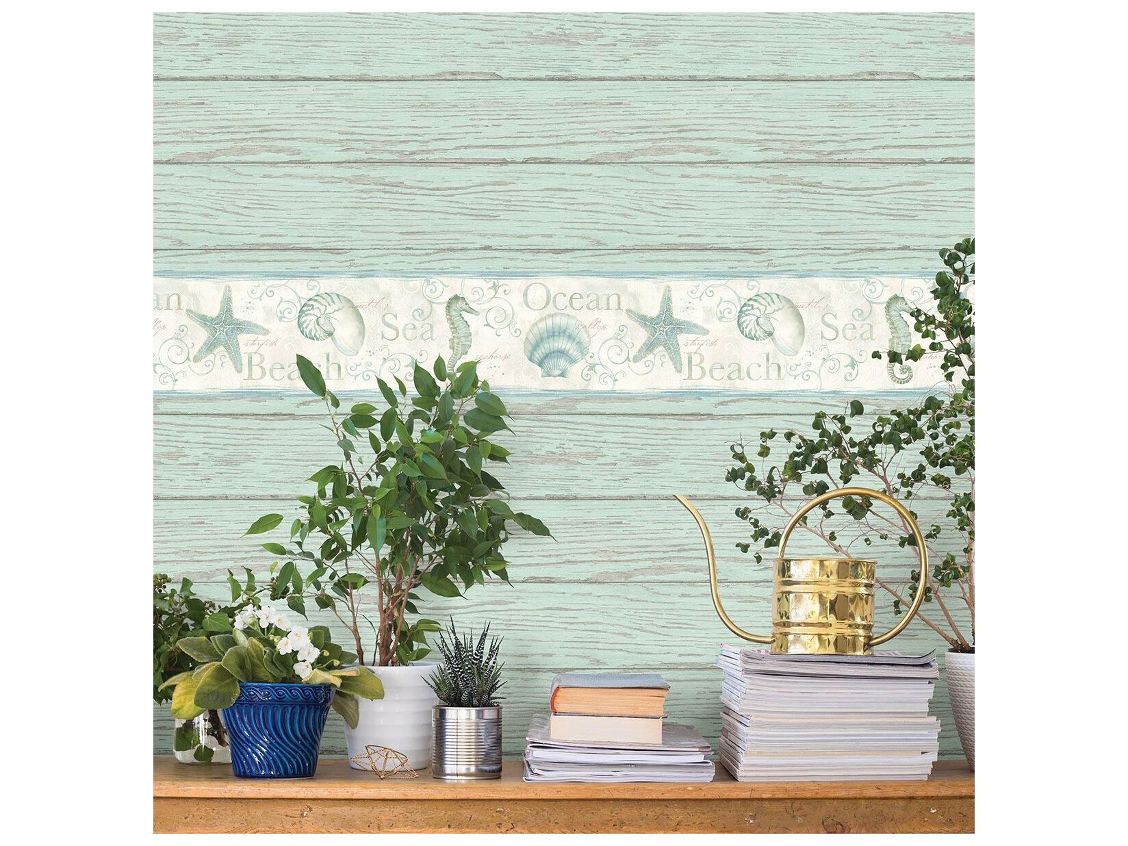 Brewster Home Fashions Chesapeake Rehoboth Mint Distressed Wood Wallpaper