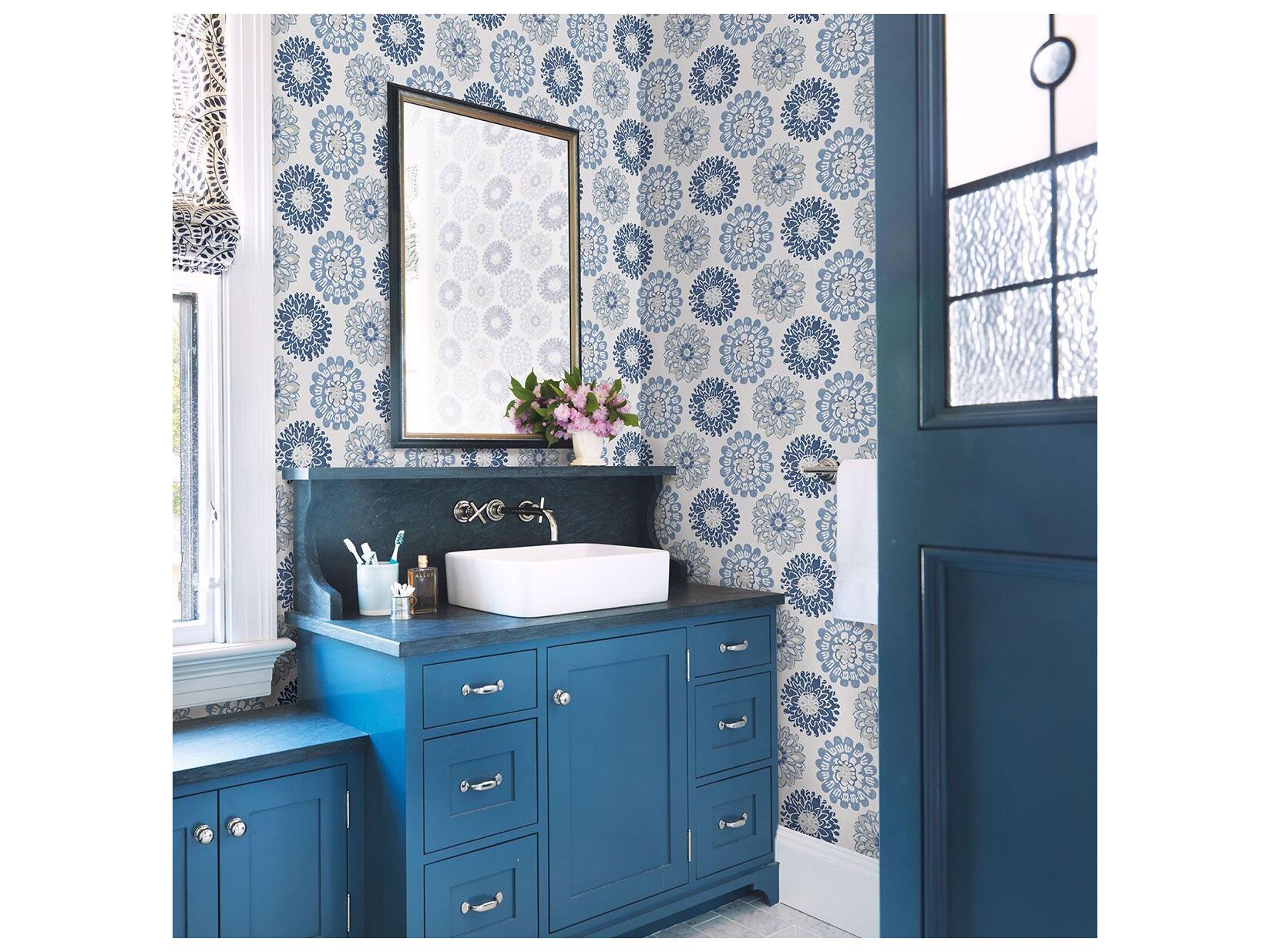 Brewster Home Fashions Chesapeake Sunkissed Blue Floral Wallpaper