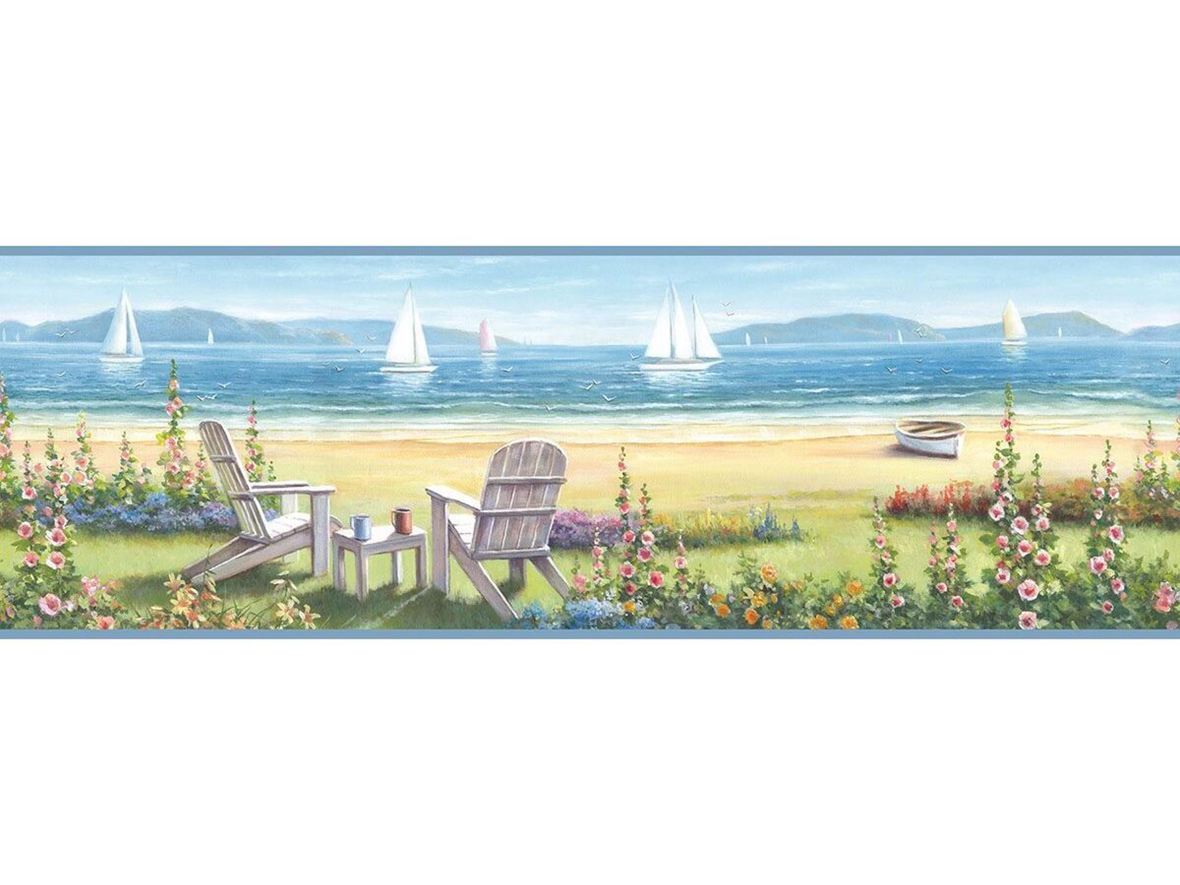 Chesapeake Barnstable Blue Seaside Portrait Border