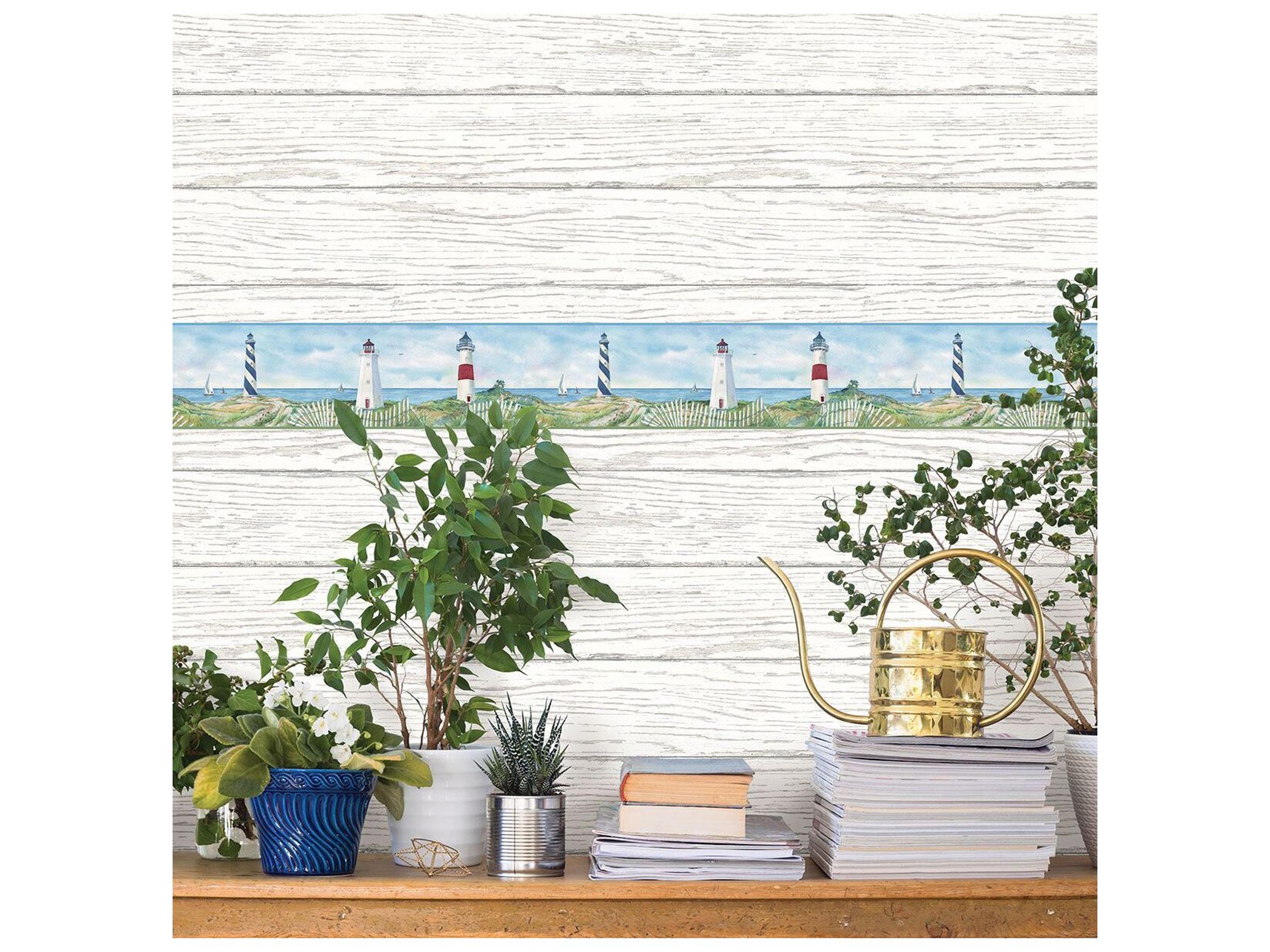 Brewster Home Fashions Chesapeake Eugene Blue Lighthouse Border