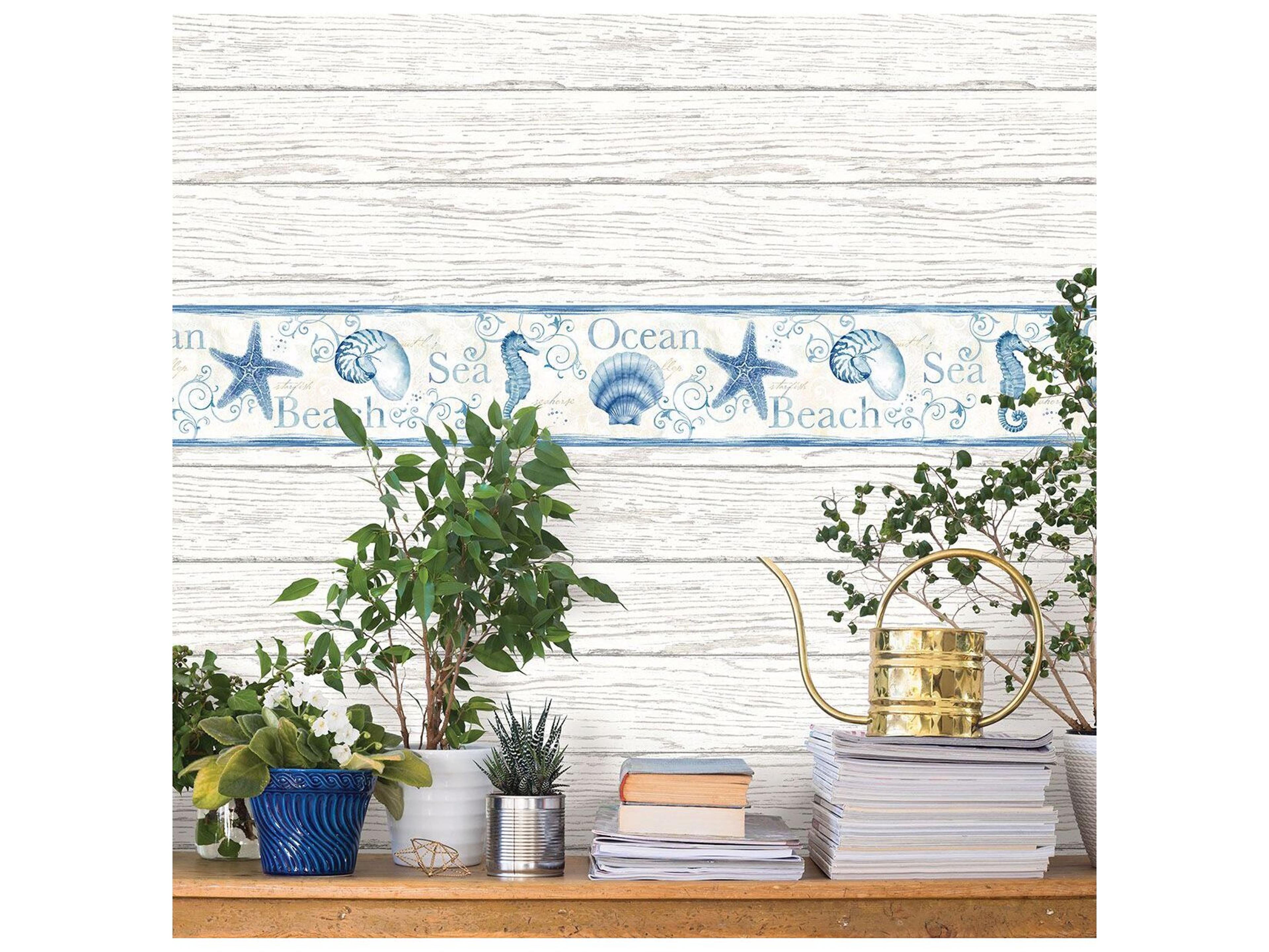 Brewster Home Fashions Chesapeake Island Bay Blue Starfish Border