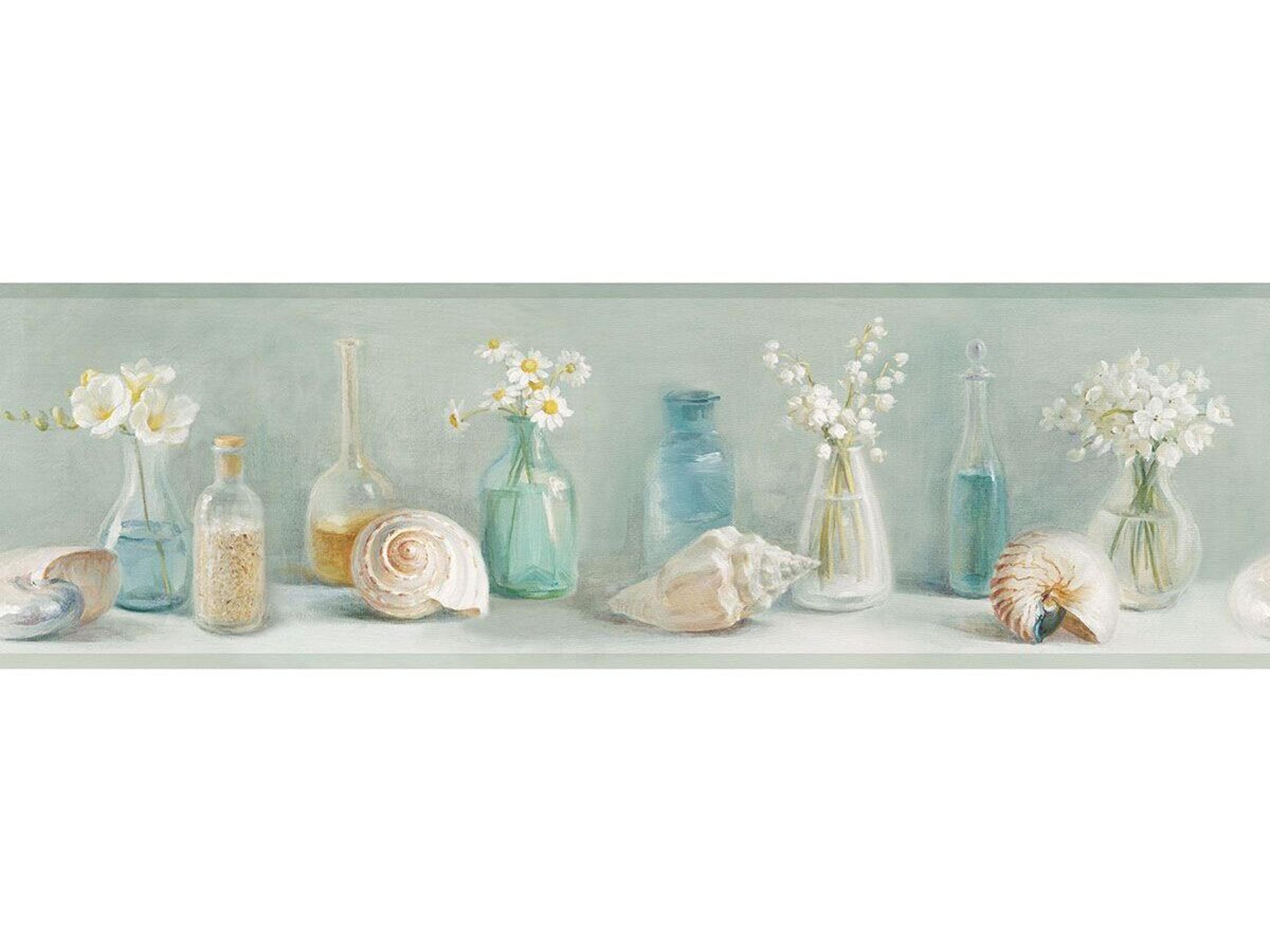 Chesapeake Cahoon Teal Vases Border