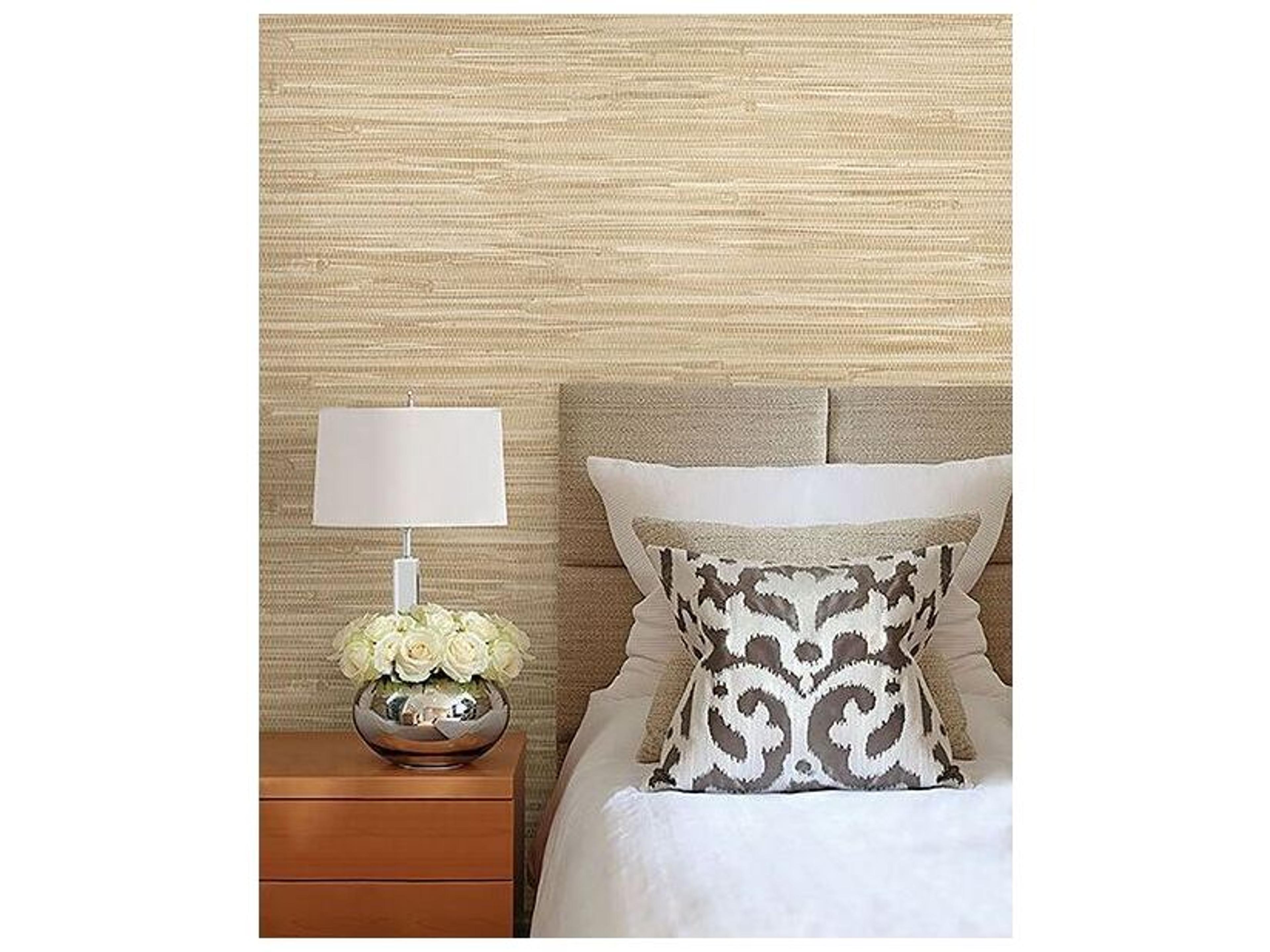 Brewster Home Fashions Kenneth James Bing Qing Beige Grasscloth Wallpaper