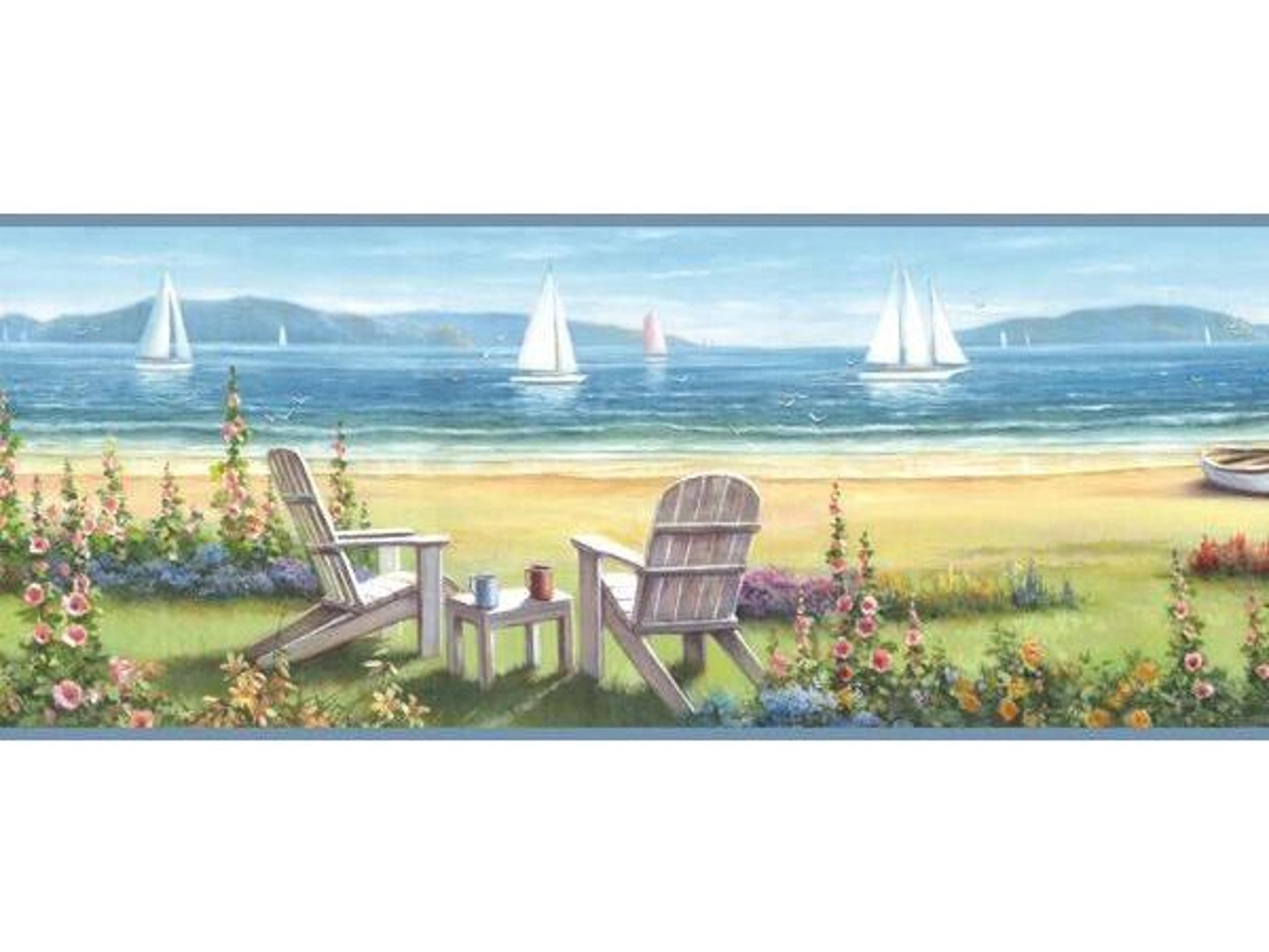 Chesapeake Regatta Blue Seaside Cottage Portrait Border